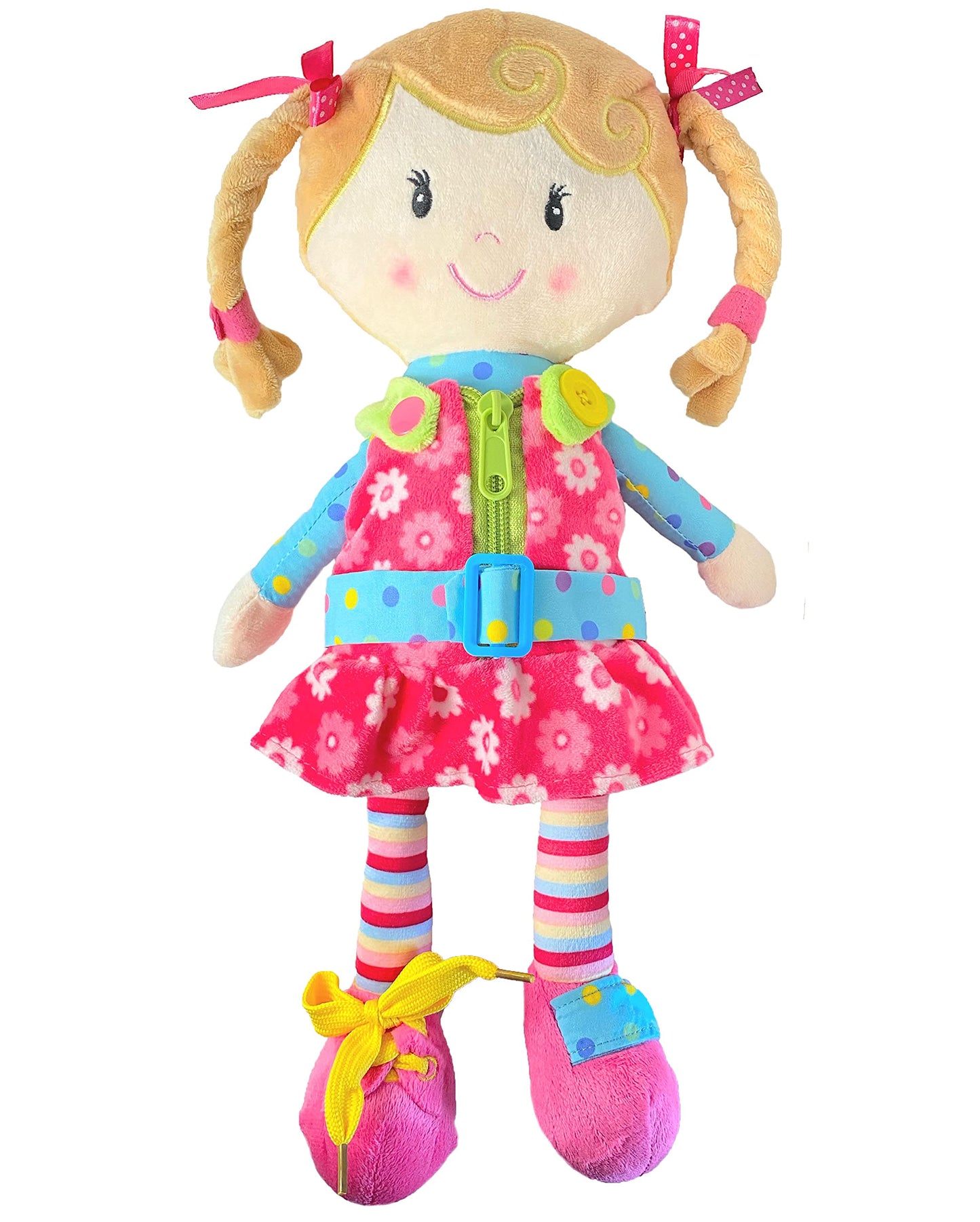 Snuggle Stuffs Sugar Snap Plush Learn to Dress Doll for Toddlers - 15" - for 2 Year Old Girl - Montessori