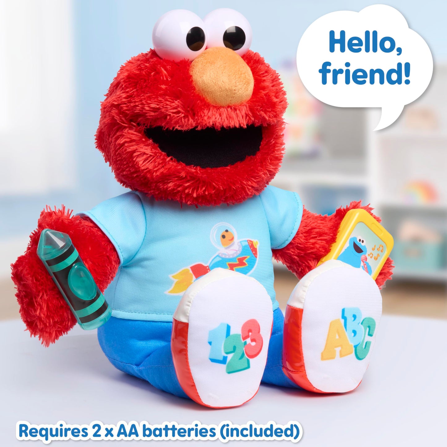 Just Play Sesame Street 13" Learning Elmo Plush with 50+ Phrases, Lights, Sounds & Motion – Educational Toy for Kids 18+ Months