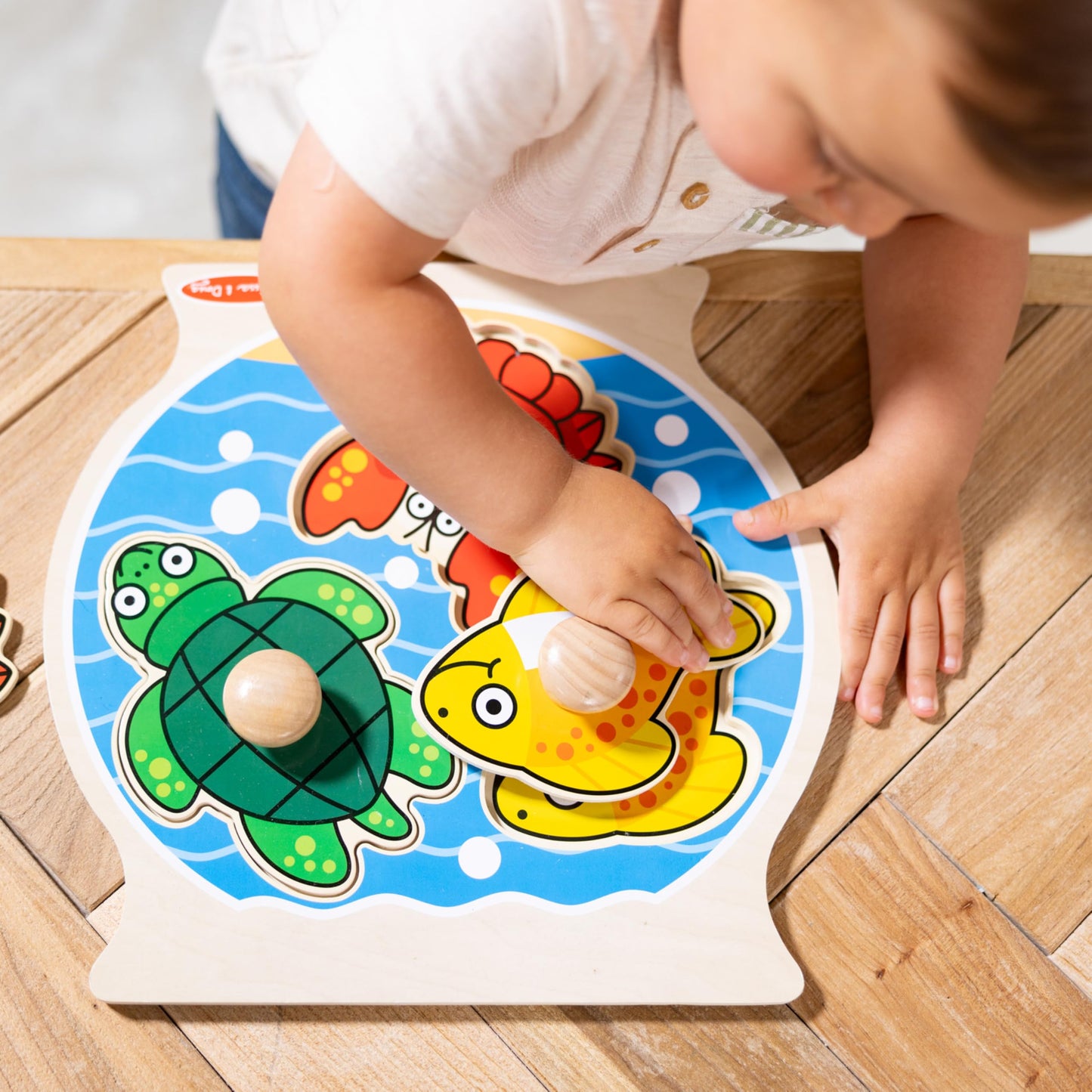 Melissa & Doug Wooden Jumbo Peg Puzzle 2-Pack – Fish Bowl, House Pets, 3-Piece for Toddlers Boys and Girls, Ages 1+ Years