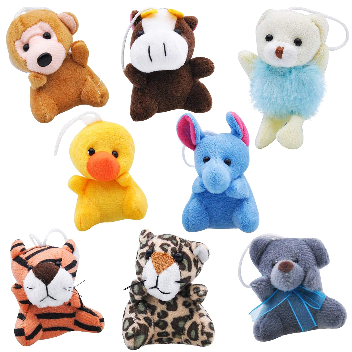 JOYIN 24 Pack Mini Animal Plush Toys (3") – Keychain Stuffed Animals for Kids, Party Favors, School Gifts, Carnival & Goodie Bag Prizes
