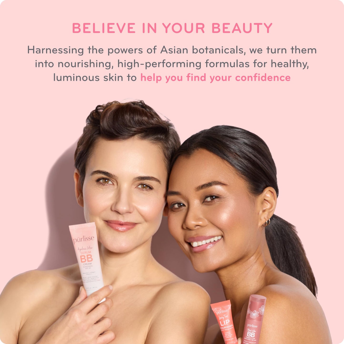 pūrlisse Radiant Glow BB Cream SPF 30 – Dewy Illuminating Cream with Goji & Hawthorn Berry, Enhances Skin Texture & Radiance, Light/Medium 1.4 oz