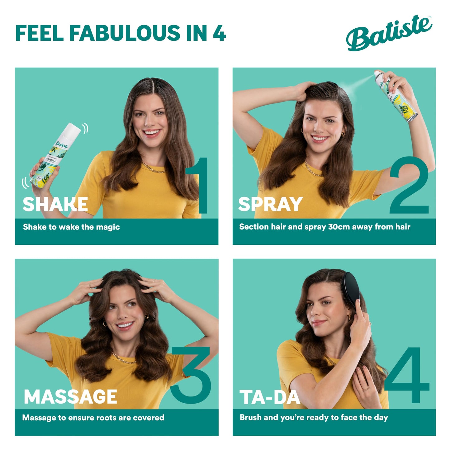 Batiste Dry Shampoo, Medium and Brunette, 6.73 Fluid Ounce (Packaging May Vary)
