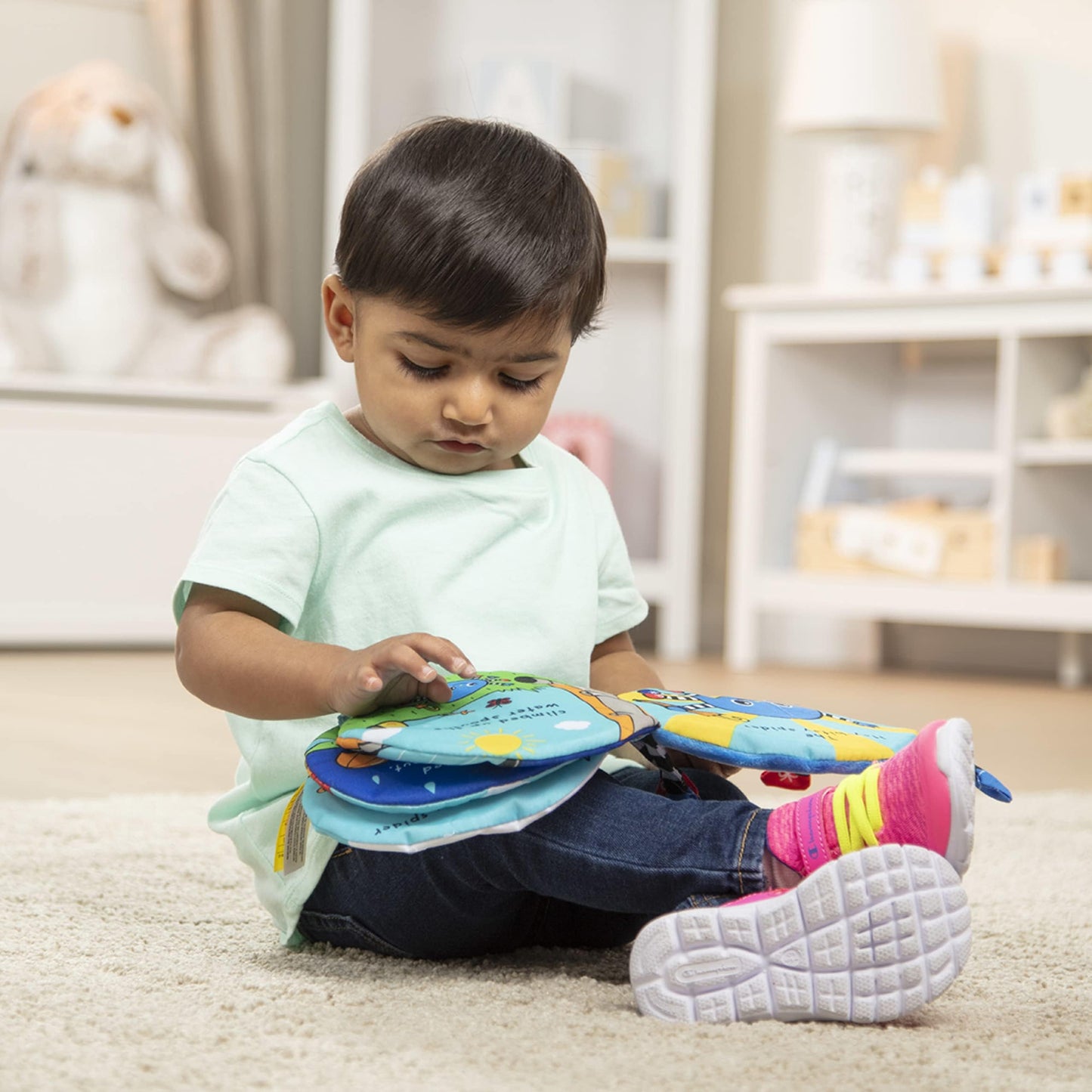 Melissa & Doug K’s Kids Itsy-Bitsy Spider Soft Cloth Activity Book for Babies & Toddlers, Sensory Textures & Peekaboo Play, 1M+