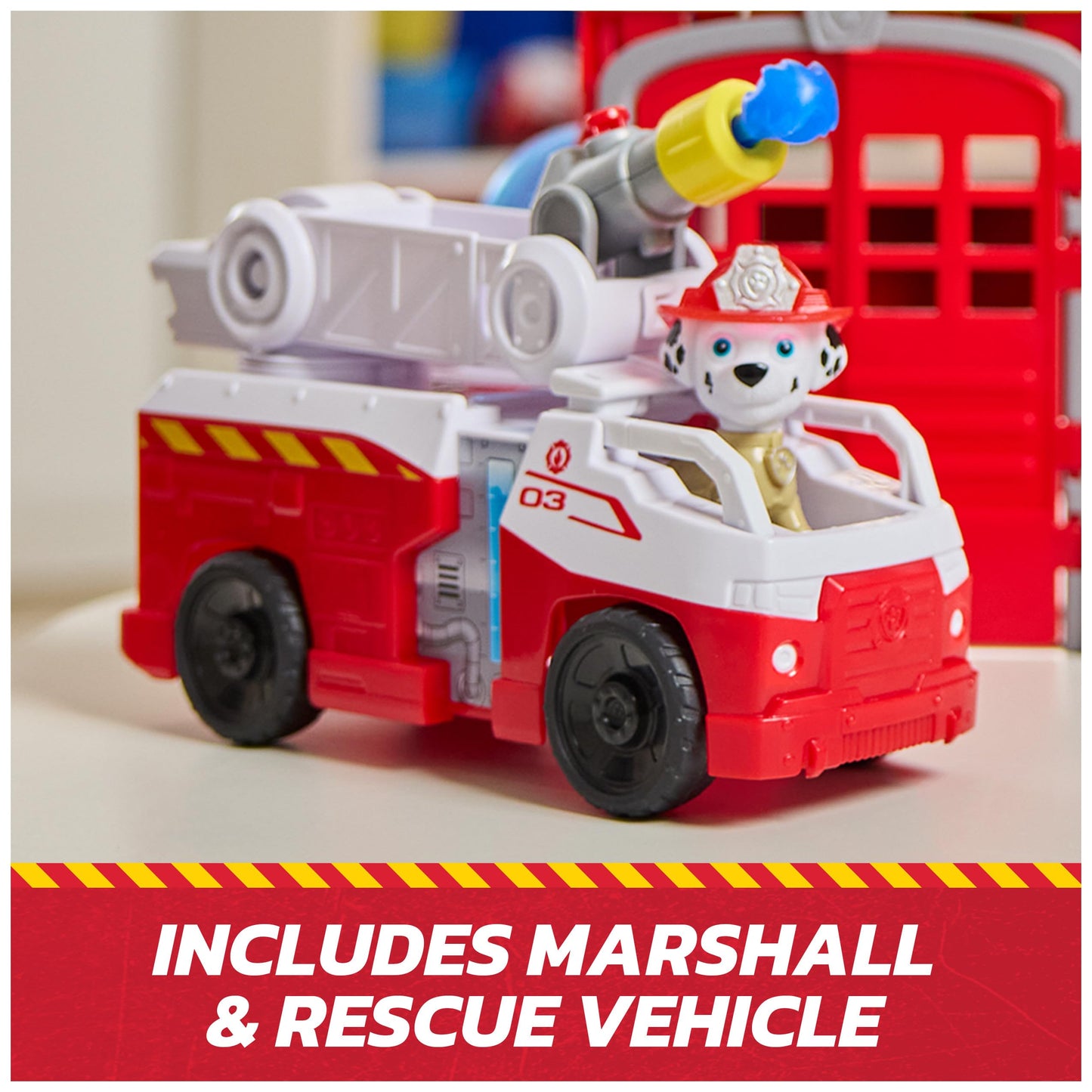 Paw Patrol Fire Rescue Command Center with Marshall Figure, Rescue Fire Truck, Lights, Launcher & Sound Fx, Kids Toys for Boys & Girls Ages 3 and Up