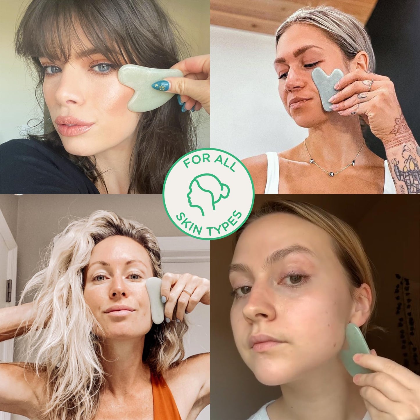 Beauty by Earth Jade Gua Sha – Face Sculpting & Massage Tool, Smooths Wrinkles, Jaw Massager, Ideal Gift for Women & Teens