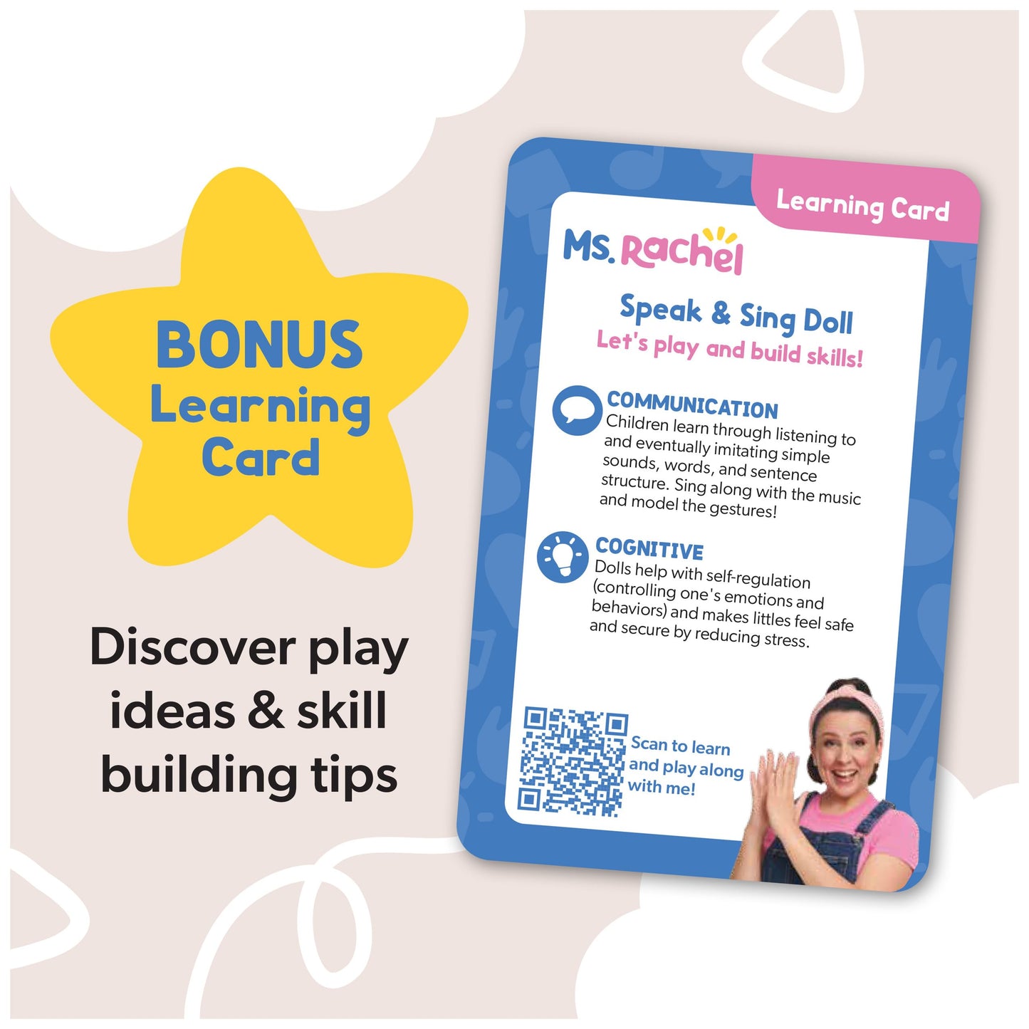 Ms. Rachel Speak & Sing Doll 16” Tall Interactive Toy with 4 Songs & 16+ Phrases, Toddler Toys for Girls & Boys Ages 6 Months to 3+ Years