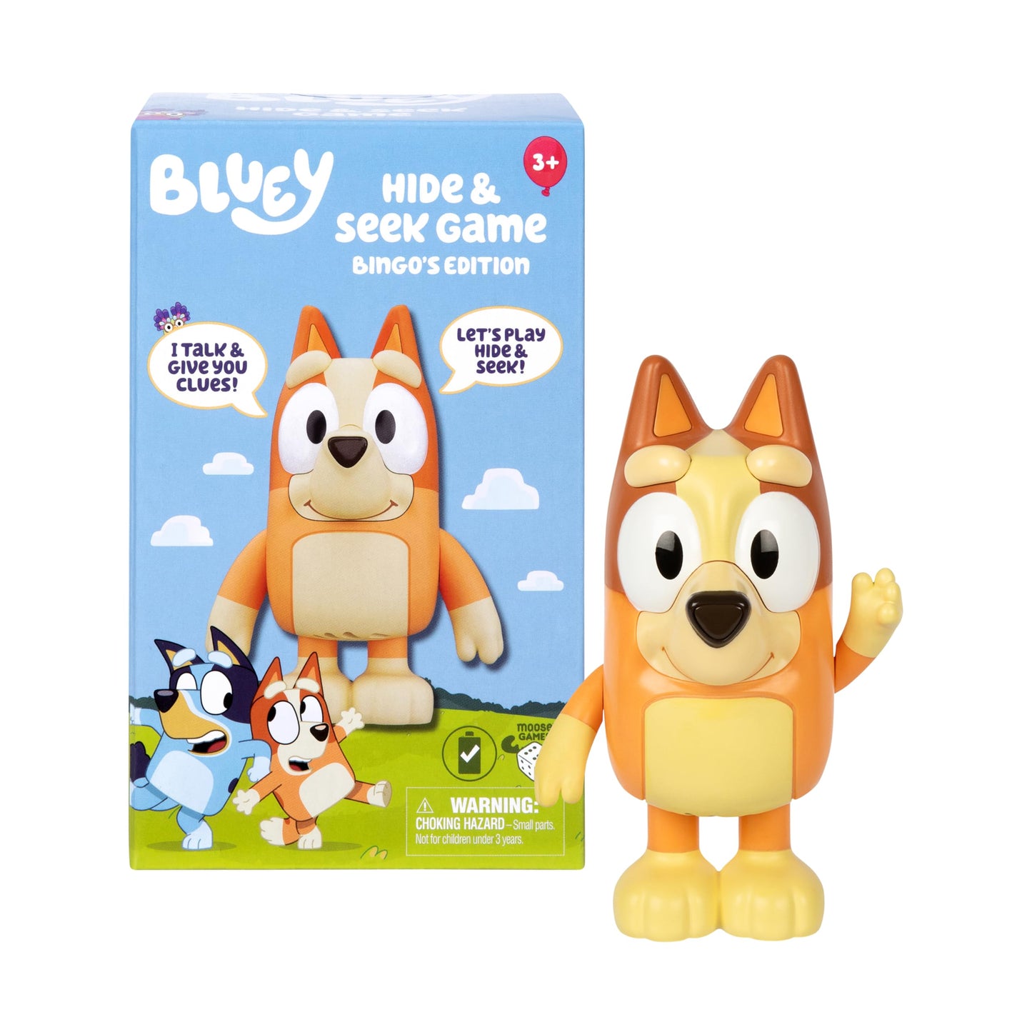Bluey Game Hide and Seek Electronic Bingo Figure, Articulated, Musical Kids Figurines with Dance Mode, Interactive Toddler Figurine Toys for Ages 3+