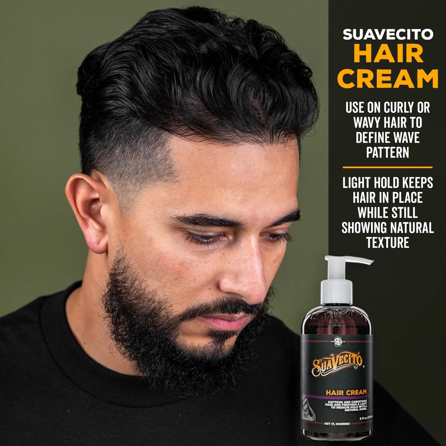 Suavecito Hair Cream Pump Bottle Medium Shine All Day Light Hold (8 oz)