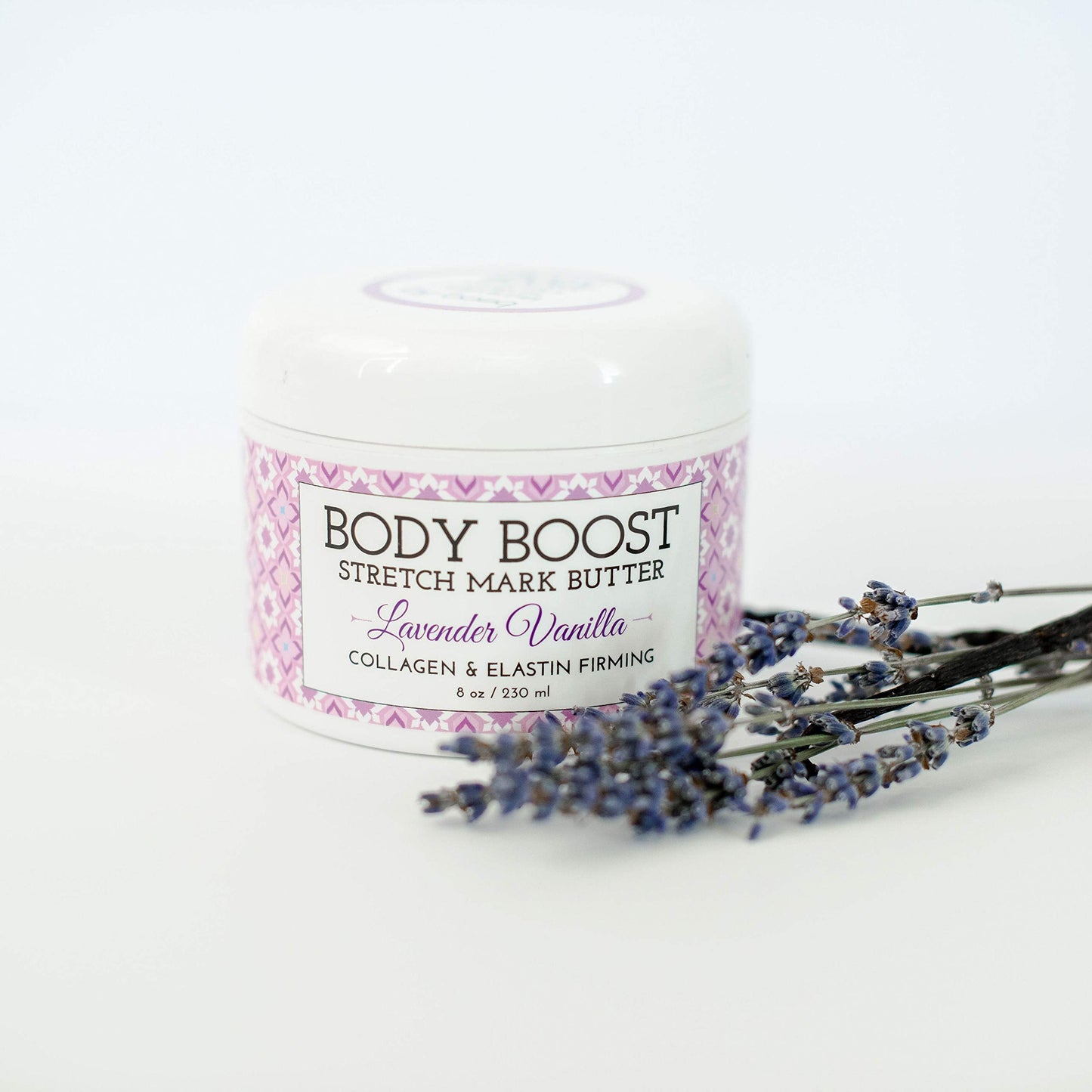 Body Boost Lavender Vanilla Stretch Mark Butter 8 oz.- Helps Treat Stretch Marks and Scars- Pregnancy and Nursing Safe- with Shea Butter