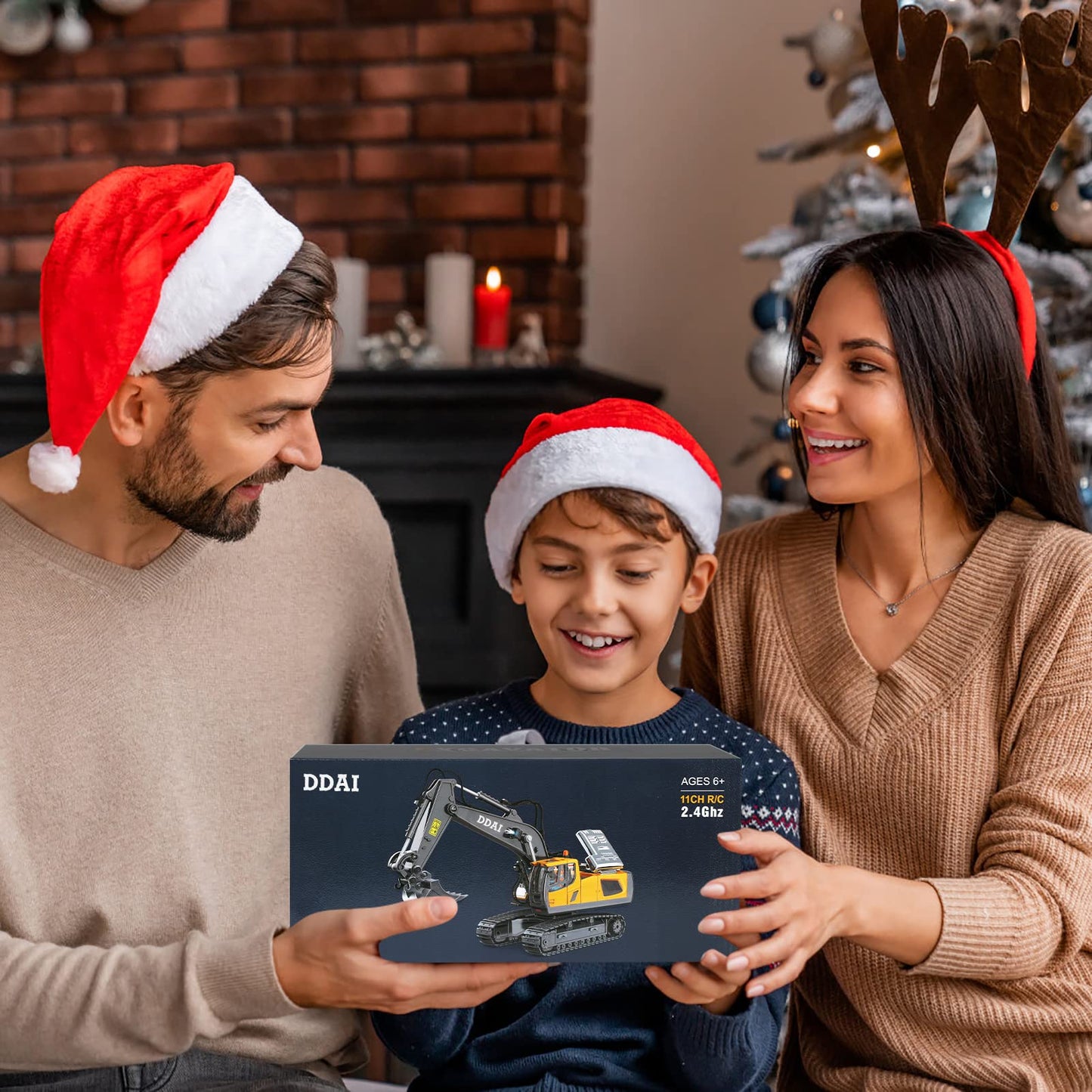 DDAI RC Excavator Toy for Kids – Rechargeable Remote Control Construction Digger with Metal Shovel, Gift for Boys Ages 3-12+