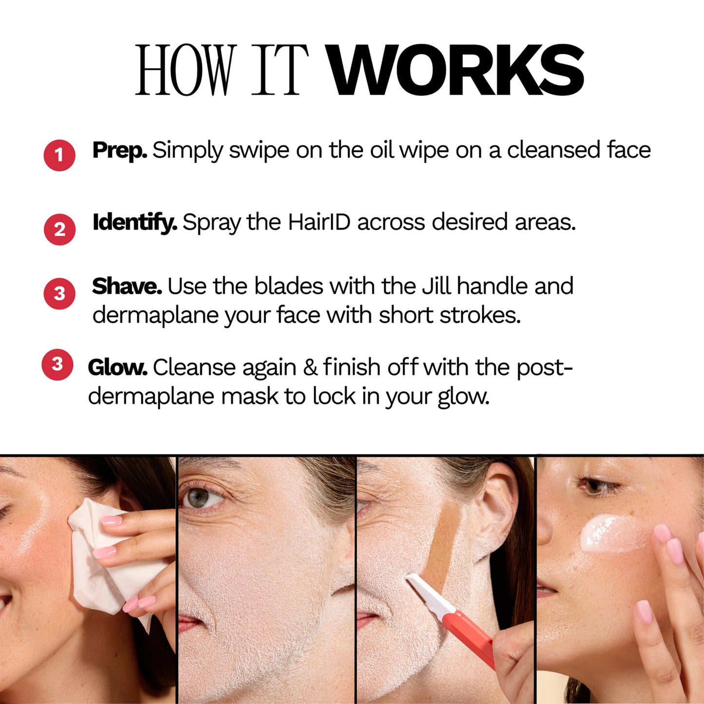 JILL Original Hair Identifying Spray – Facial Hair Prep Mist for Women, Highlights Peach Fuzz & Stubble for Precise Dermaplaning, 2 fl oz