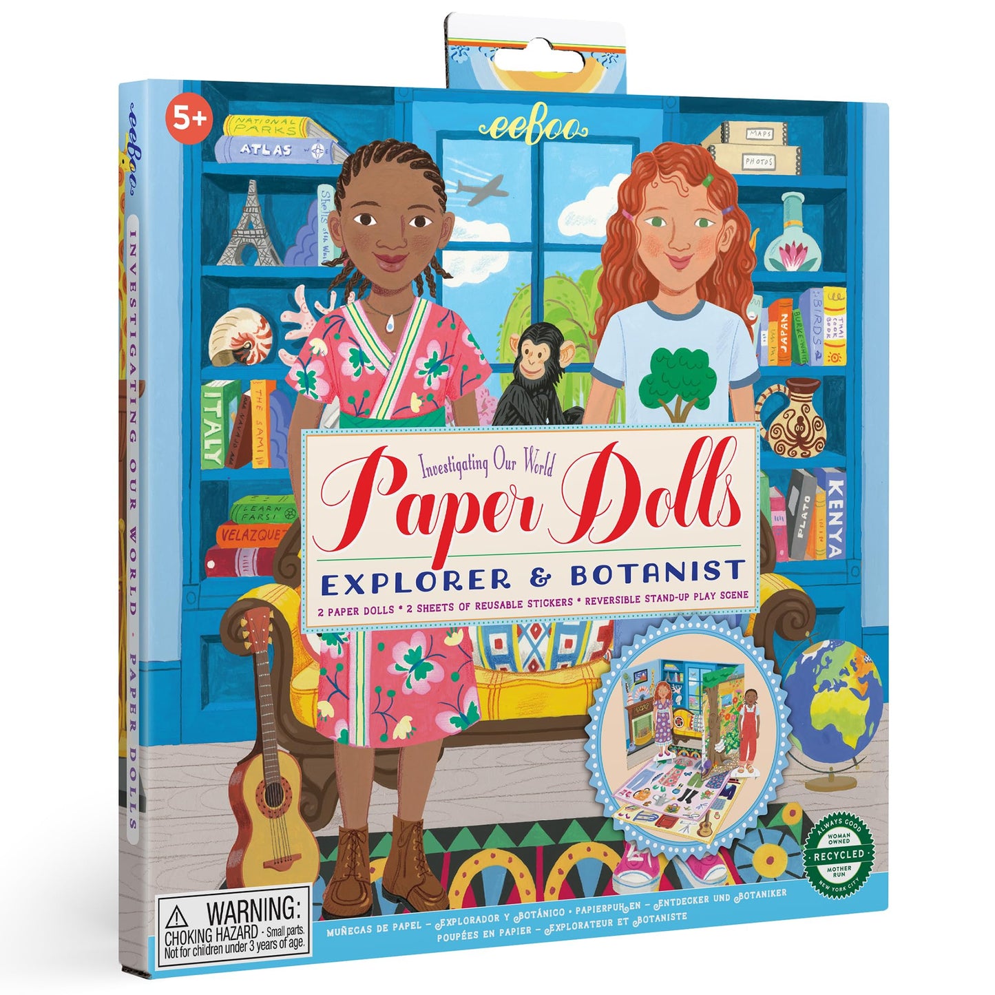 eeBoo: Paper Dolls: Explorer & Botanist - Includes 2 Paper Dolls, Stand Up Scene & Stickers, Kids Ages 5+