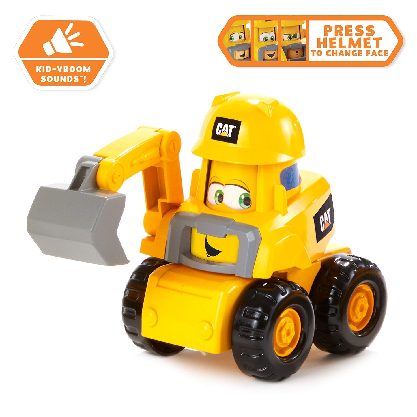 CAT Construction Toys, Junior Crew Construction Pals Excavator EduCATional Preschool Vehicle with Kid Vroom Sounds and Animated Face. for Ages 2+