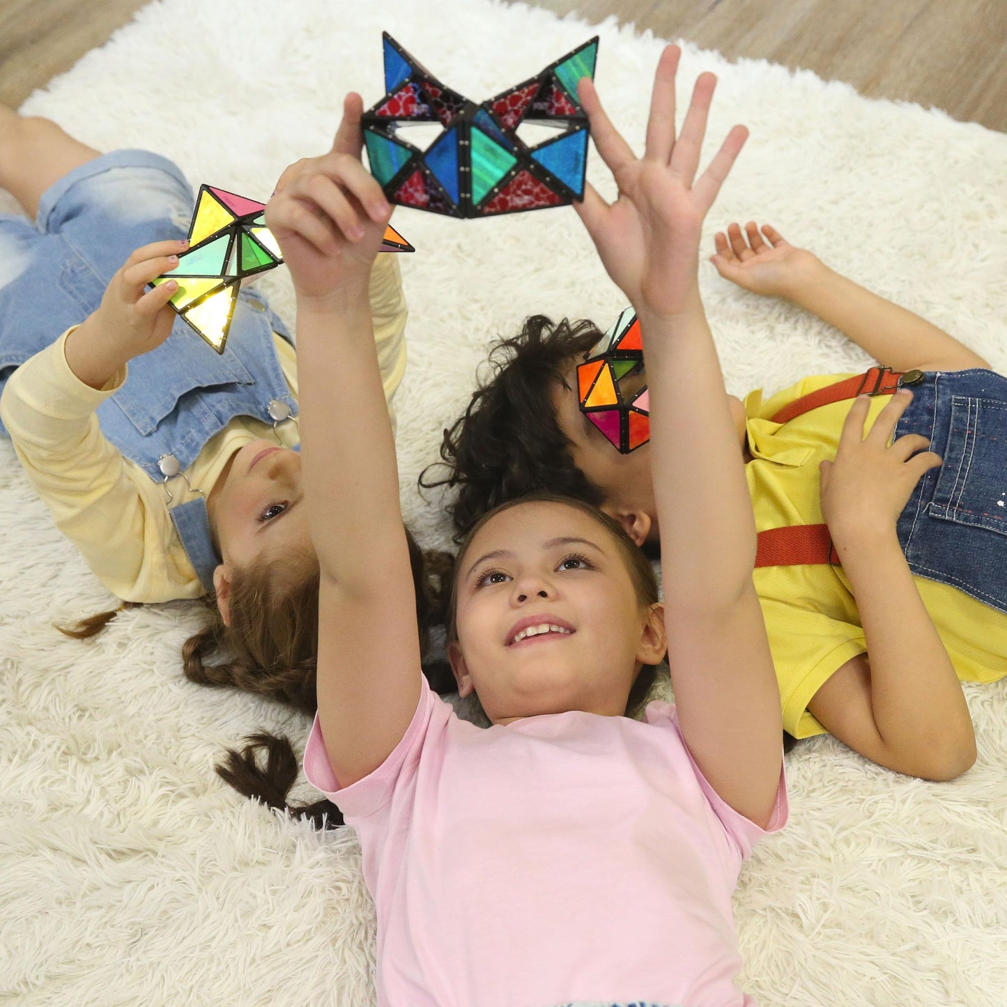 TOSY Magnet Pyramid Stone - 1 Cube into 1 Billion Shapes, 14 pcs Puzzle Set with 243 Magnets, Holographic STEM/STEAM Creative Toy