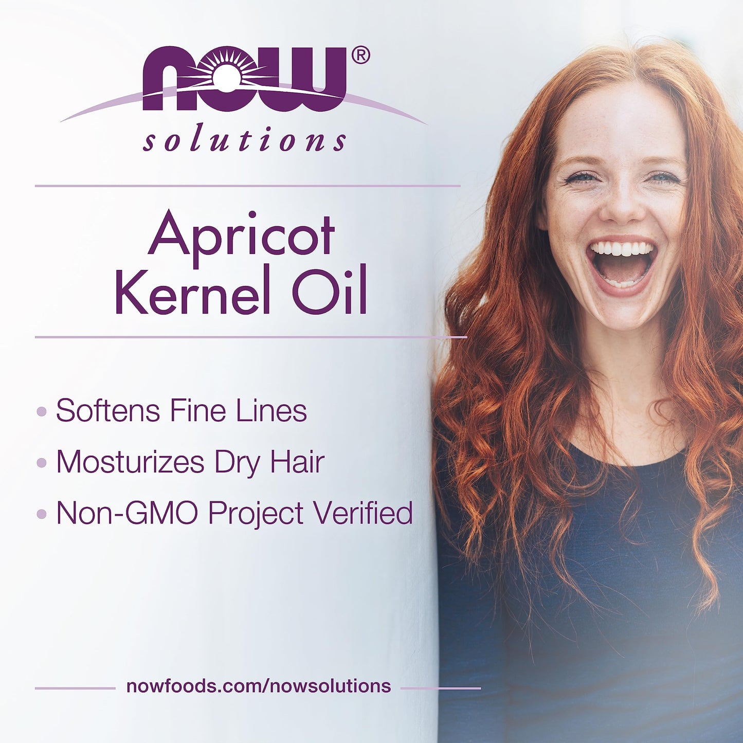 NOW Foods Solutions, Apricot Kernel Oil, Hair Moisturizer, Rejuvenating Skin Oil, Softens Fine Lines, 16-Ounce
