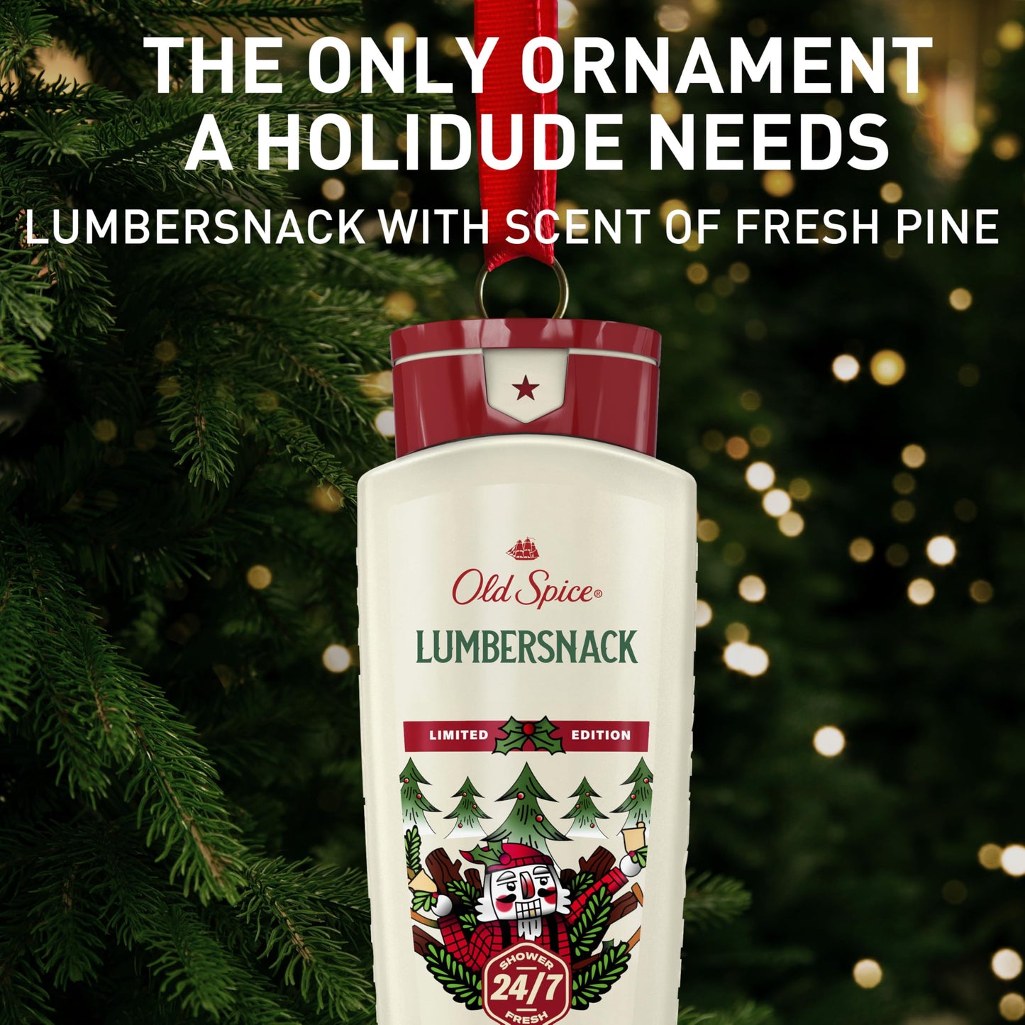 Old Spice Holidudes Body Wash for Men, 16oz – Lumbersnack Pine Scent, Rich Lather, Long-Lasting Holiday Freshness, Stocking Stuffer