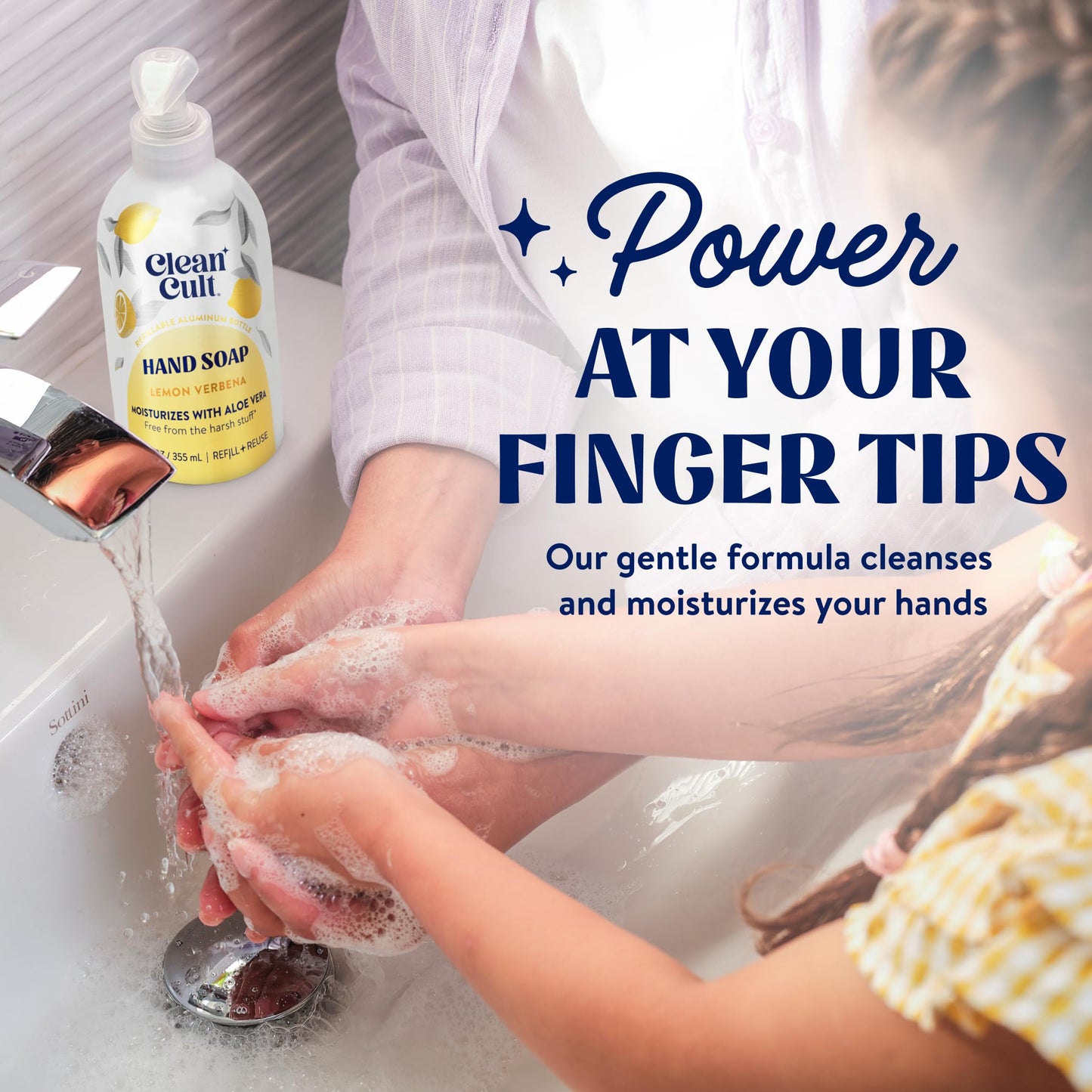 Cleancult Lemon Verbena Liquid Hand Soap Refill, 32oz – Moisturizing, Aloe & Essential Oils, Eco-Friendly Paper Packaging for Sensitive Skin