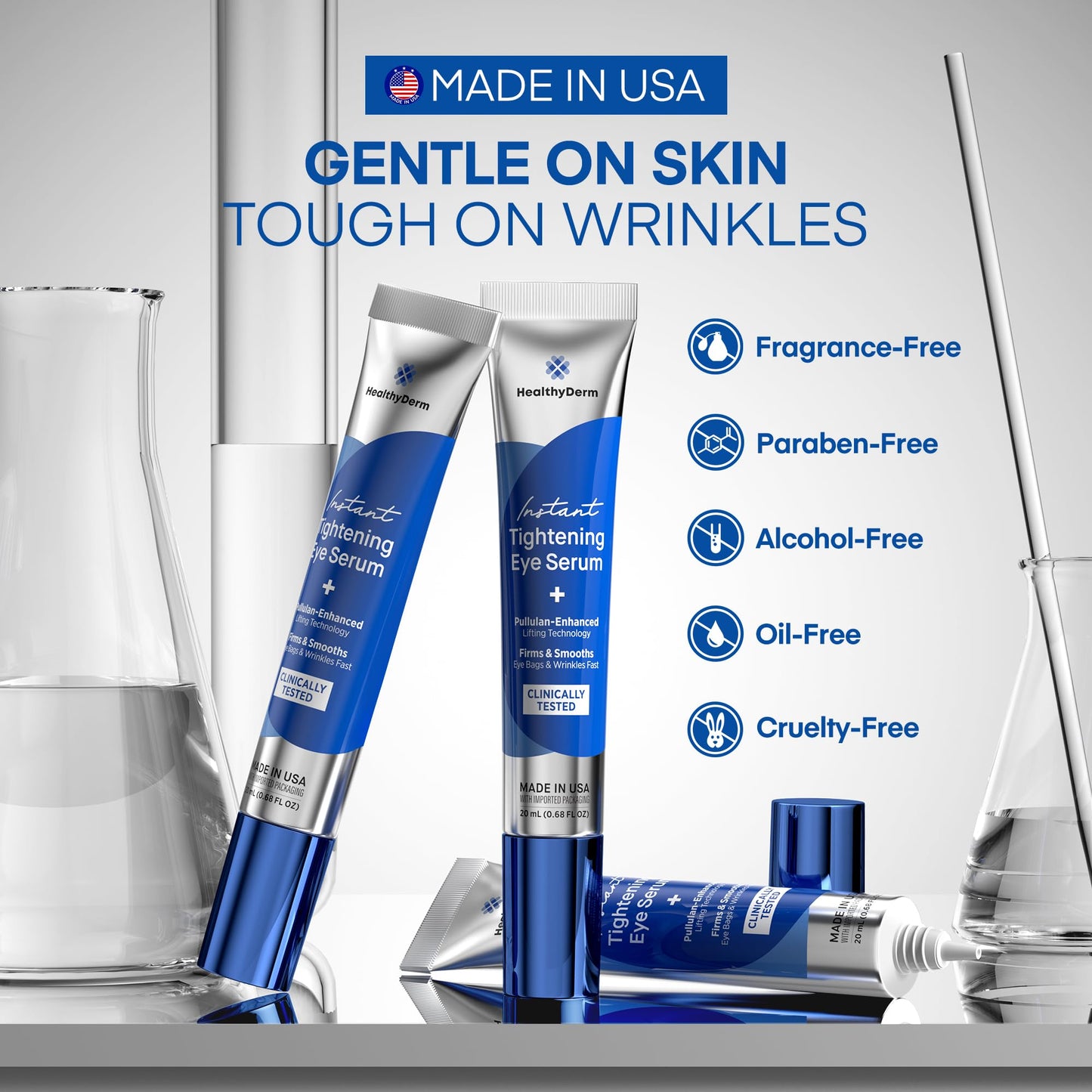 Instant Under Eye Lift Serum – Reduces Puffiness, Dark Circles, Wrinkles & Crow’s Feet Fast, Firming Formula for Mature Skin, 20 mL