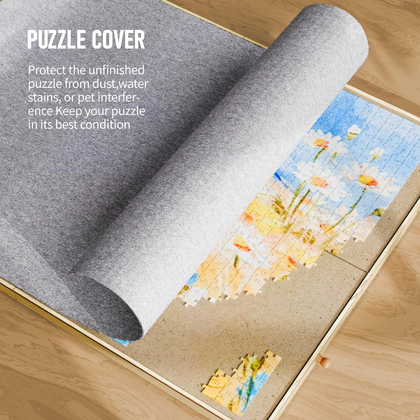 1500 Piece Rotating Puzzle Board, 25"x33" Jigsaw Puzzle Table with Drawer Storage and Puzzle Cover,Portable Puzzle Board for Adults