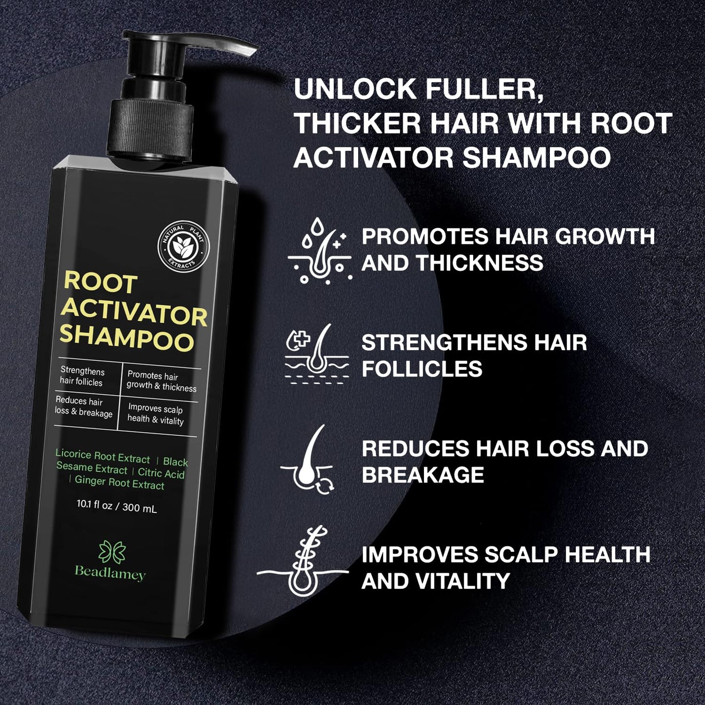 Root Activator Shampoo for Men: Hair Growth Shampoo for Hair Loss and Thinning Hair - 10.1 fl oz / 300 mL