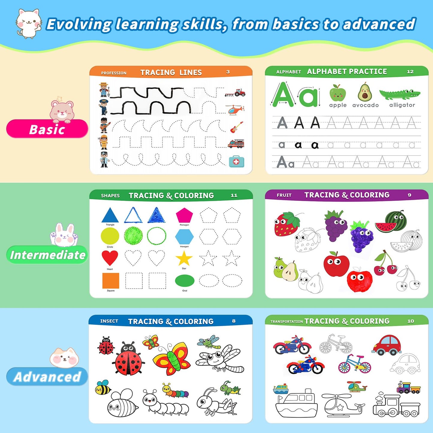 Preschool Learning Workbook for Ages 3-5 | Handwriting Tracing, Alphabet, Montessori Activities, Autism-Friendly Educational Busy Book