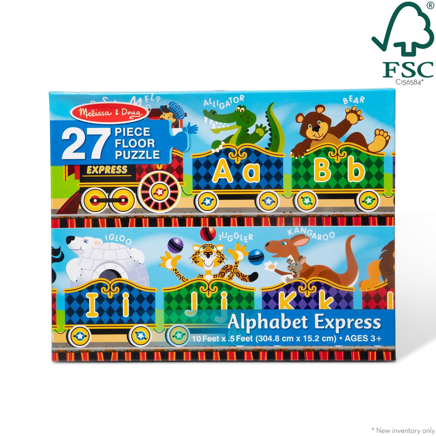 Melissa & Doug Alphabet Express Jumbo Jigsaw Floor Puzzle (27 pcs, 10 feet Long) - FSC Certified