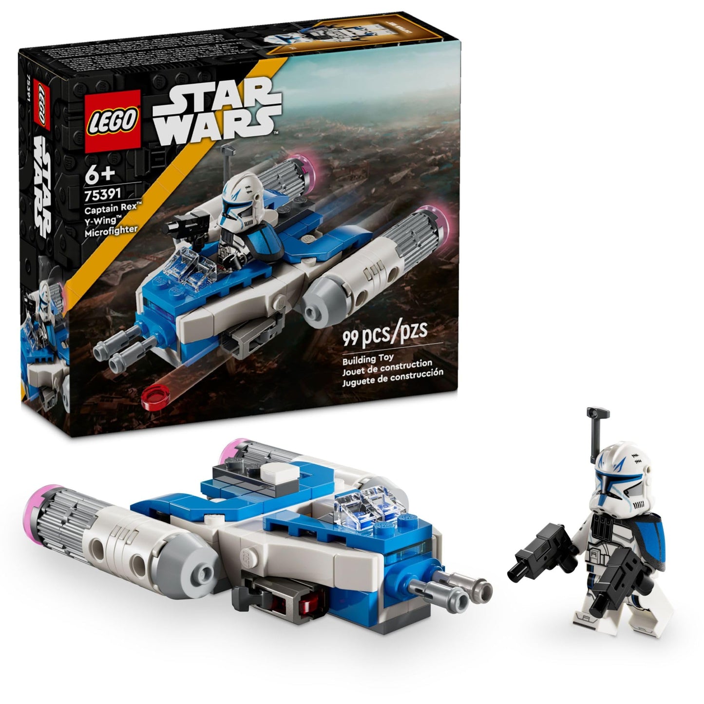 LEGO Star Wars Clone Wars Captain Rex Y-Wing Microfighter Set with Minifigure, Collectible Star Wars Toy for Kids 6+, 75391