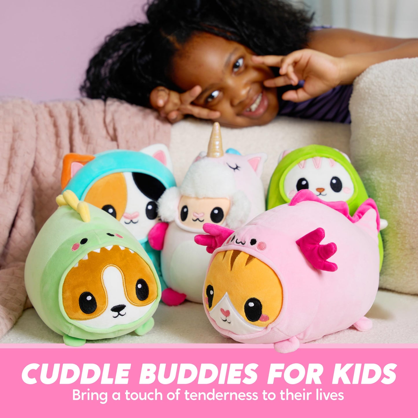 JOYIN 11" Axolotl Plush Toy – Cute Kawaii Cat Plushie, Soft Stuffed Animal Pillow for Kids & Adults, Birthday & Christmas Gift