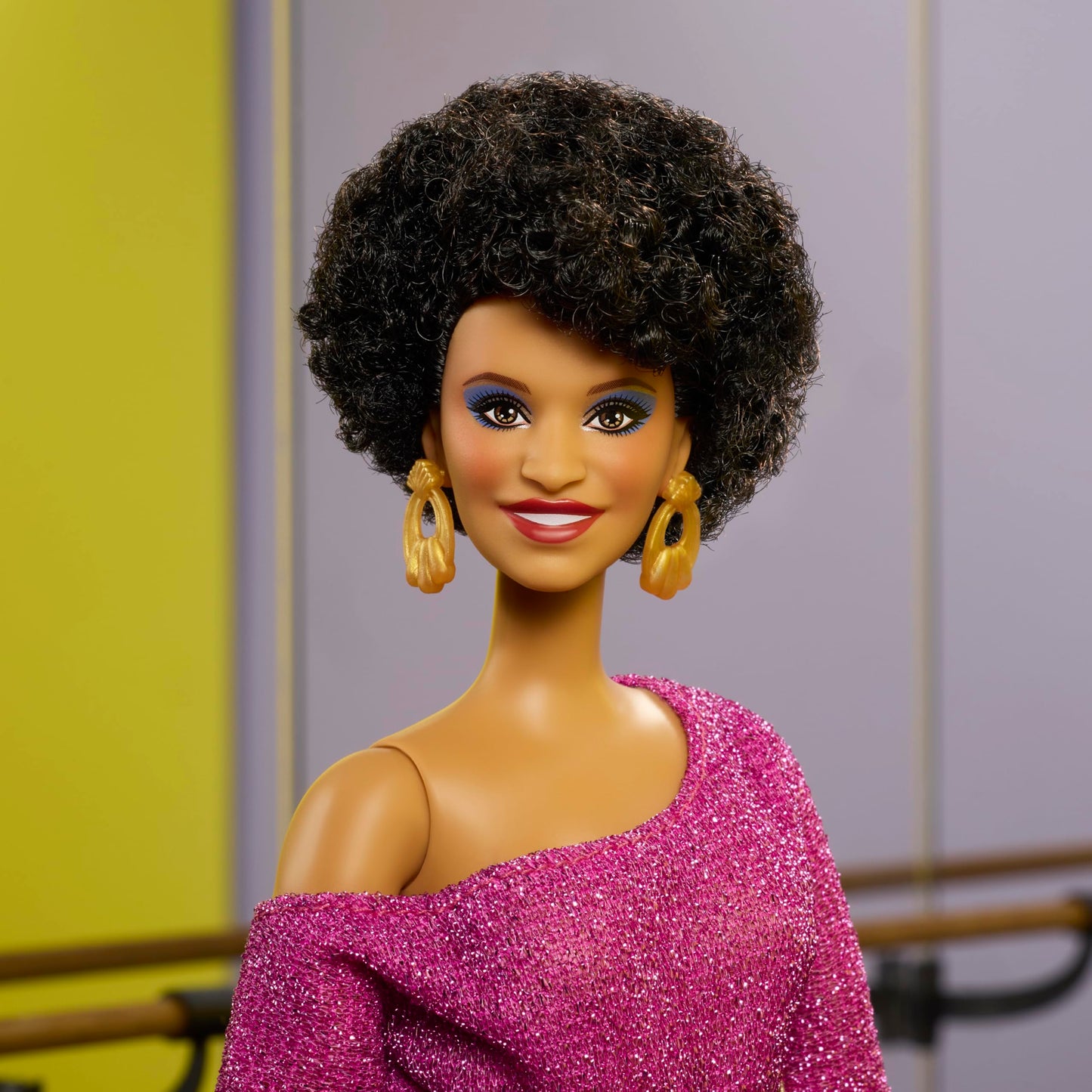 Barbie Signature Doll, Debbie Allen Tribute Collection Posable Doll with Off-Shoulder Top, Gold Belt, and Purple Fringe Pants with Leg Warmers