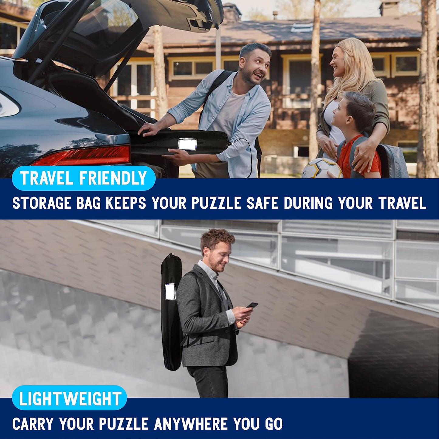 Gourbette Black Jigsaw Puzzle Mat – Roll-Up Puzzle Board for 2000, 1500, 1000 & 500 Pieces, Portable Puzzle Saver for Adults & Kids