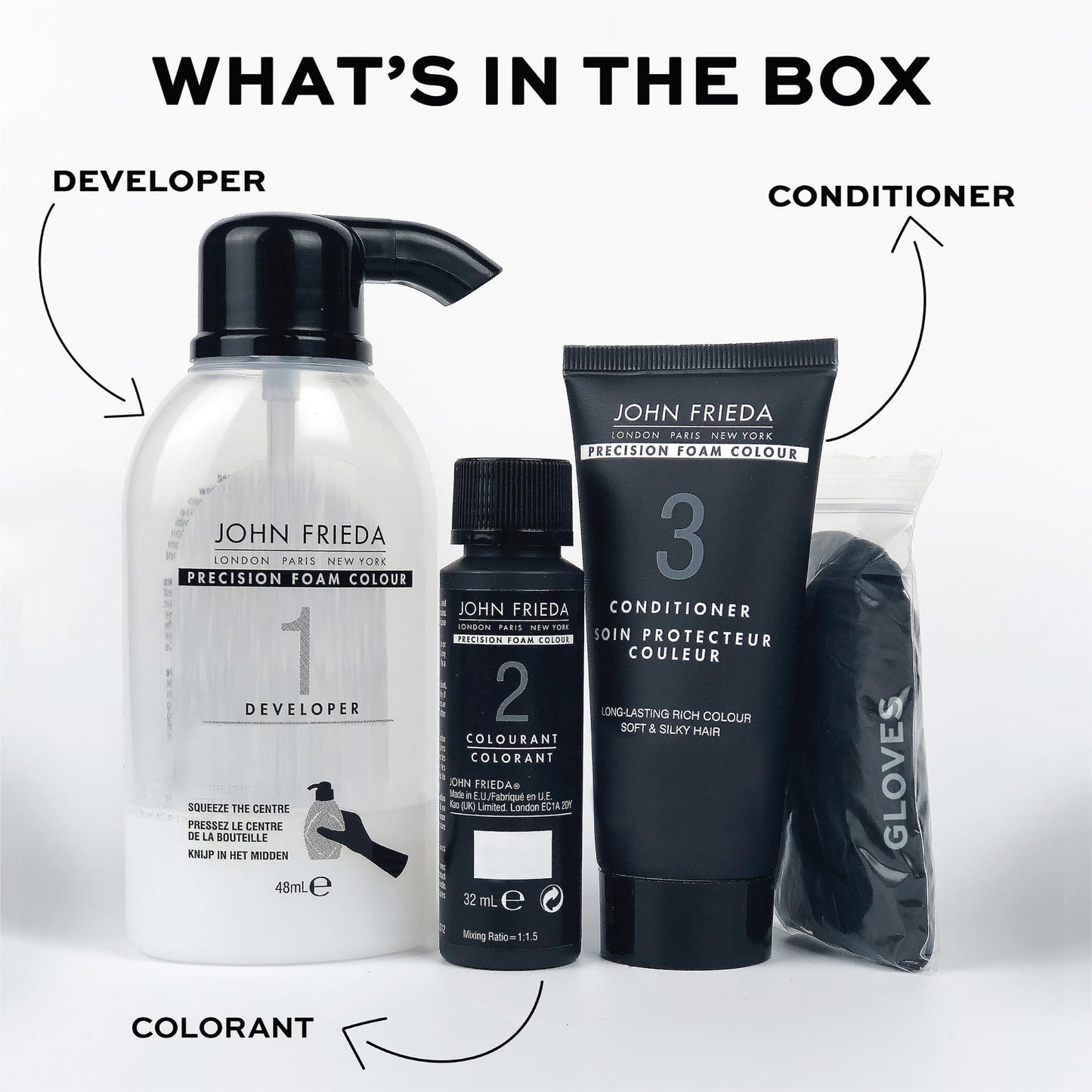 John Frieda Precision Foam Hair Color 5N Medium Natural Brown – Full Gray Coverage, Anti-Fade, Deep Color Saturation, 1 Application Kit