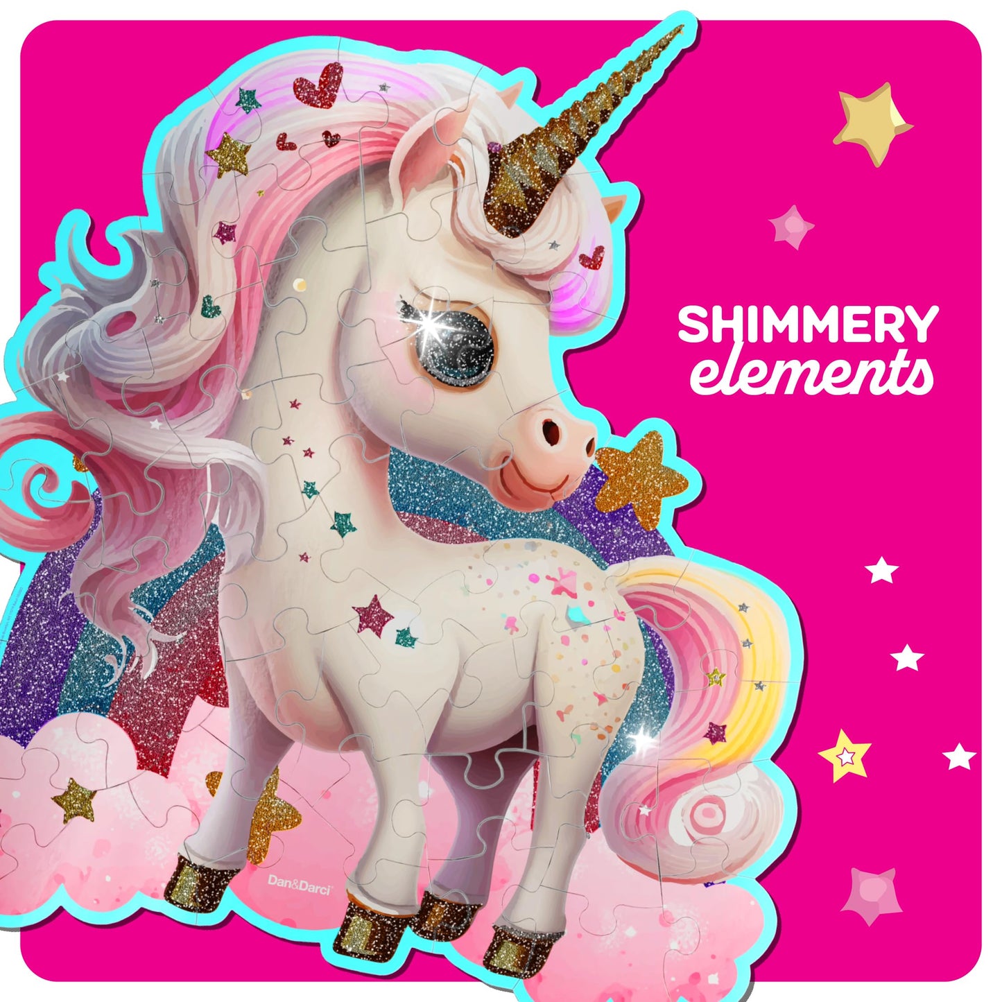 Dan&Darci Jumbo 45-Piece Shimmery Unicorn Floor Puzzle for Kids Ages 3-6 – Large Toddler Puzzle, Easter & Birthday Gift for Girls
