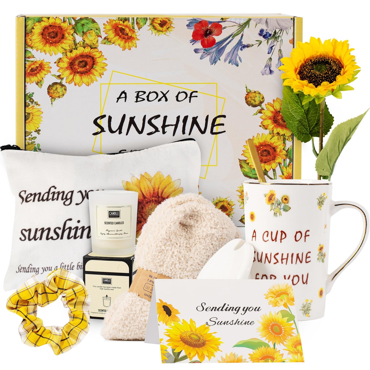 TOYIYAR Birthday Gift Box for Women – Sunshine & Sunflower Self-Care Set, Relaxation & Encouragement Package for Friends