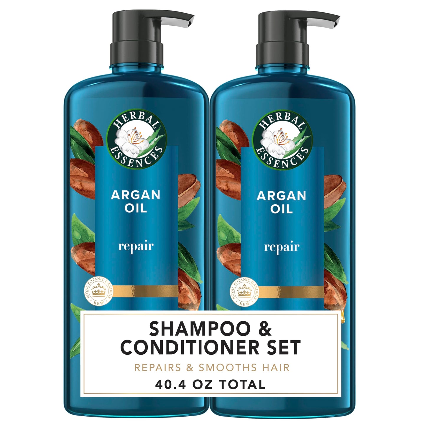 Herbal Essences Argan Oil Repair Shampoo & Conditioner Set, 2-Pack, 20.2 Fl Oz Each, Moisturizing, Paraben-Free, Color-Safe, Citrus Scent