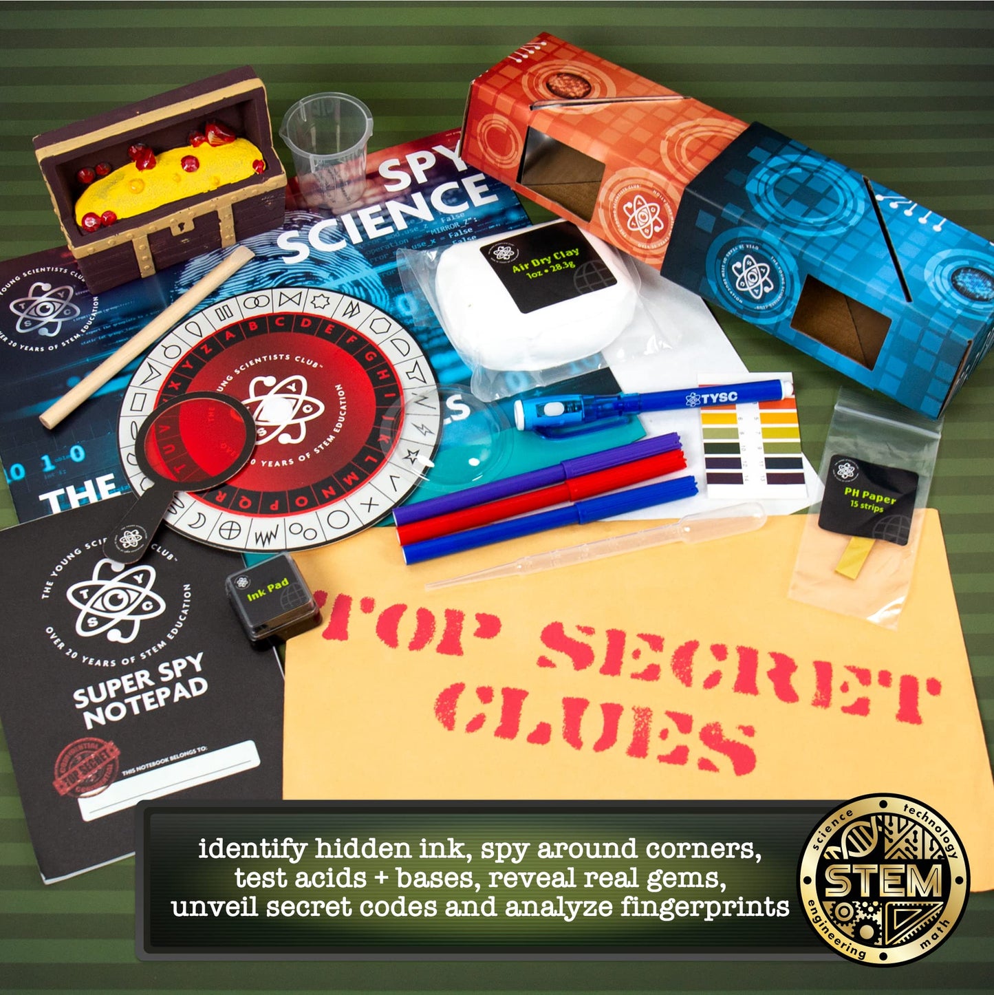 The Young Scientists Club Spy Science Kit – Detective & Crime-Solver Set for Kids, Spy Parties, Science Toy Gift, Ages 8-10