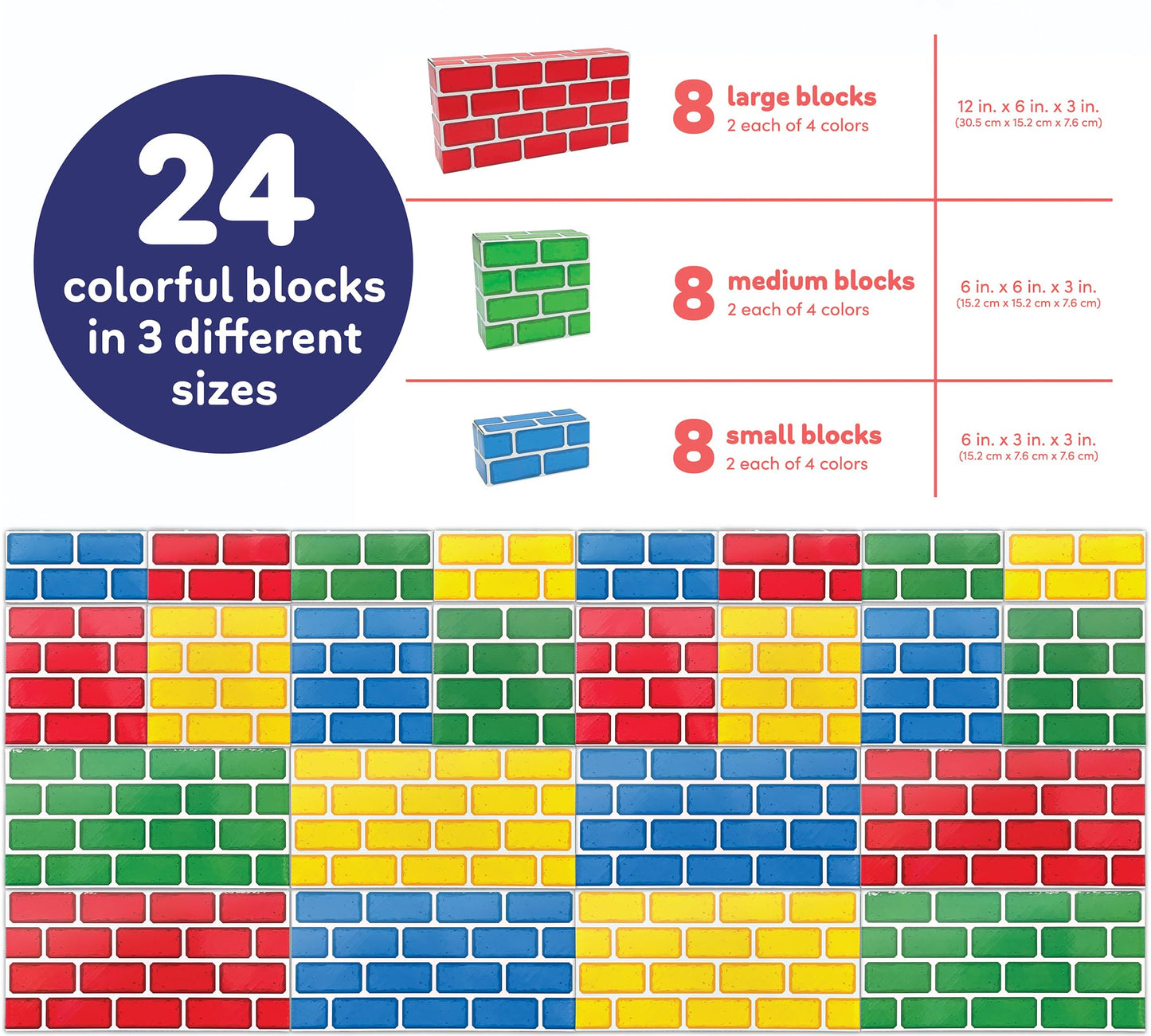 Teacher Created Resources Easy-Stack Cardboard Blocks 24 Piece Set (TCR11531)