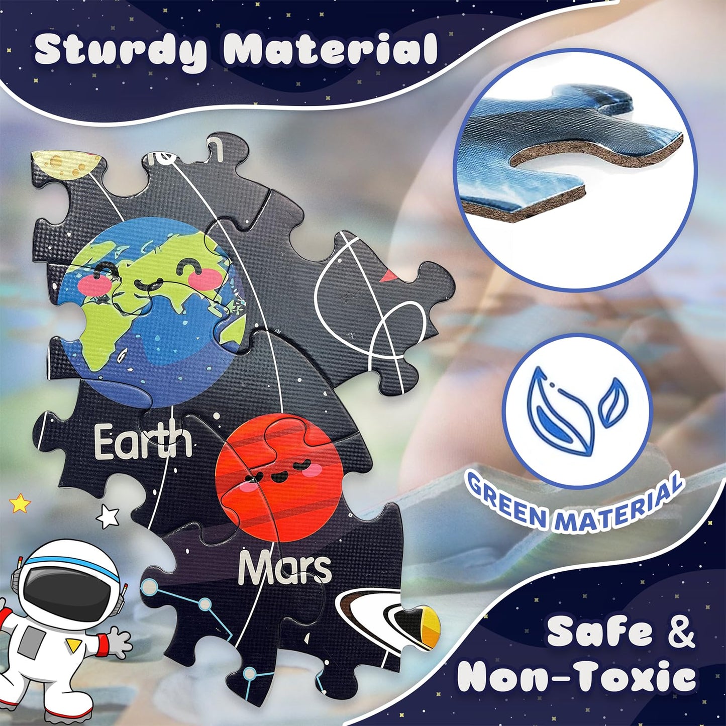 TALGIC Solar System Floor Puzzle for Kids, 70-Piece Round Jigsaw, Educational Toy for Ages 3-8, Gift for Boys & Girls