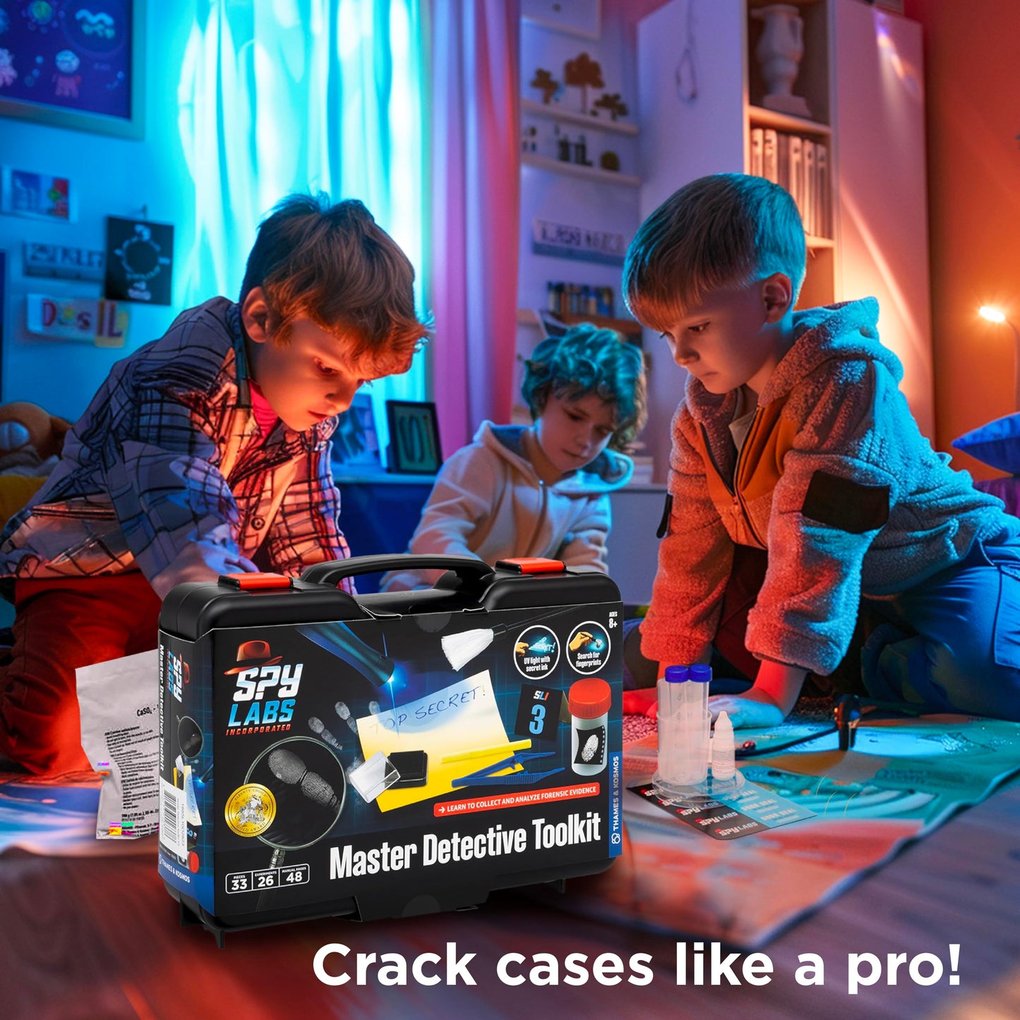 Spy Labs Master Detective Toolkit V2 - Forensic Science Kit for Kids | Collect & Analyze Evidence | Fingerprints, Footprints & Tire Tracks | 32-Page Storybook