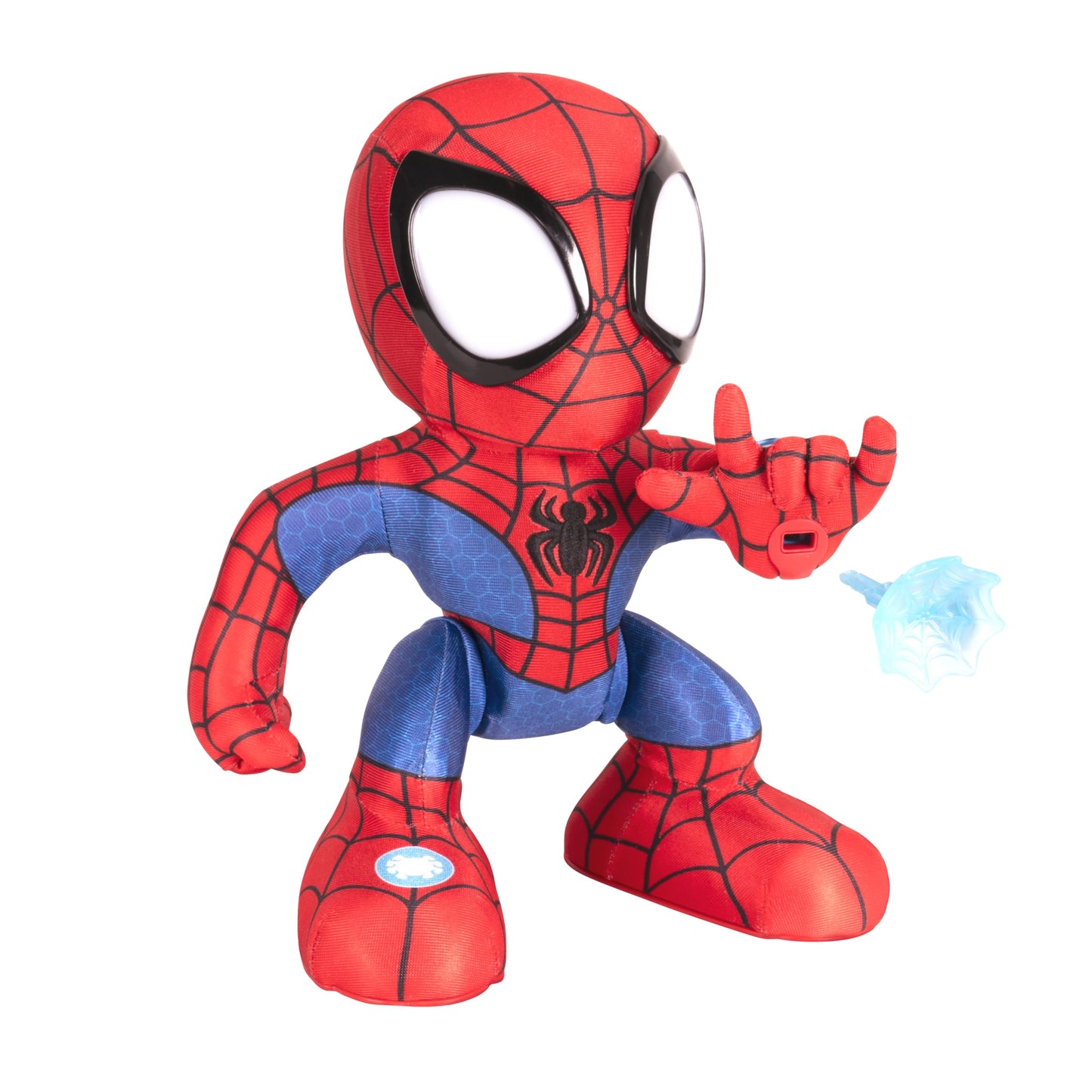 Marvel Spidey and His Amazing Friends Amazing Flip Spidey - 12-Inch Animatronic Plush with Lights, Sounds, and Web Dart Launcher