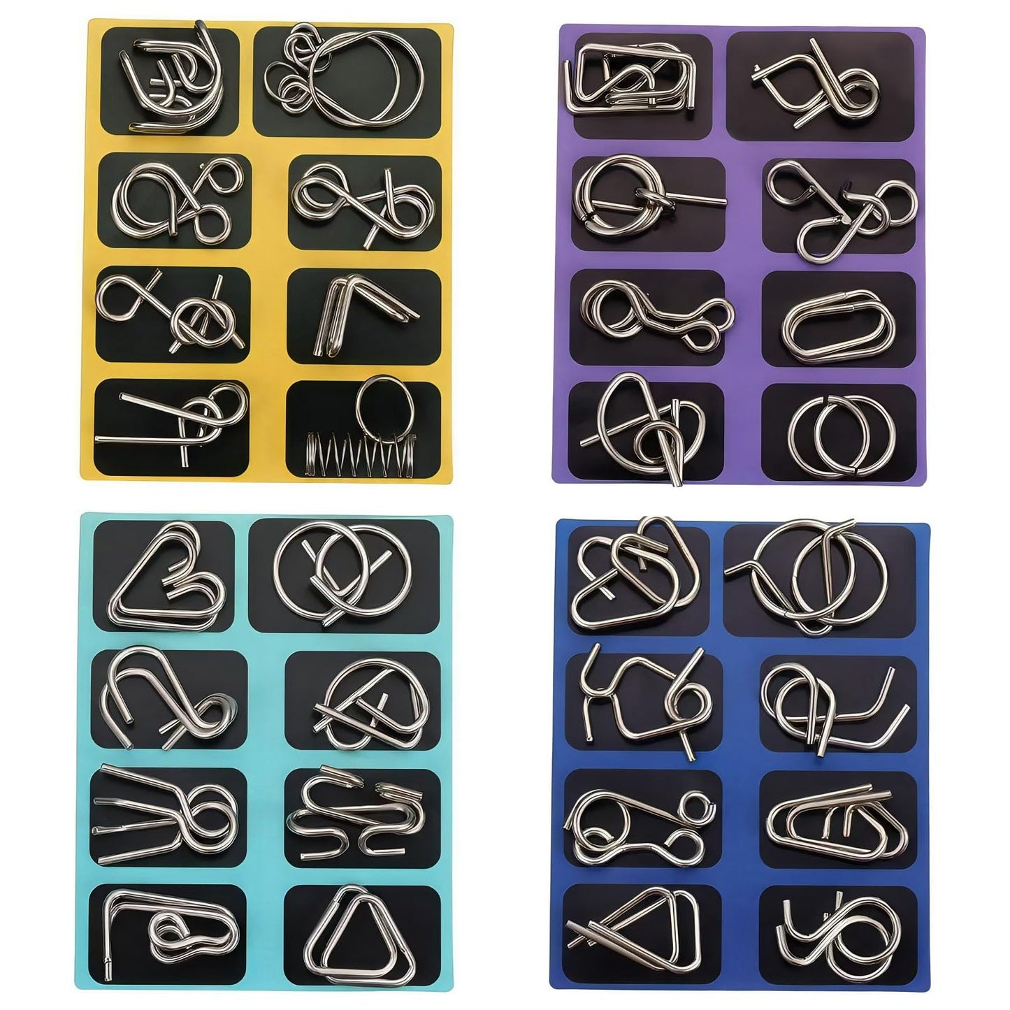 Metal Brain Teaser Puzzles – Set of 32 Steel IQ & Physics Mind Games with Pouch, Challenging Gifts & Stocking Stuffers for Kids & Adults