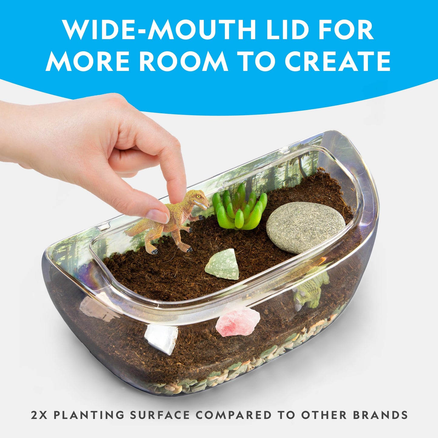 National Geographic Light Up Terrarium Kit for Kids – Dinosaur Habitat Science Kit with Real Plants, Gemstones & Dino Toys (Amazon Exclusive)