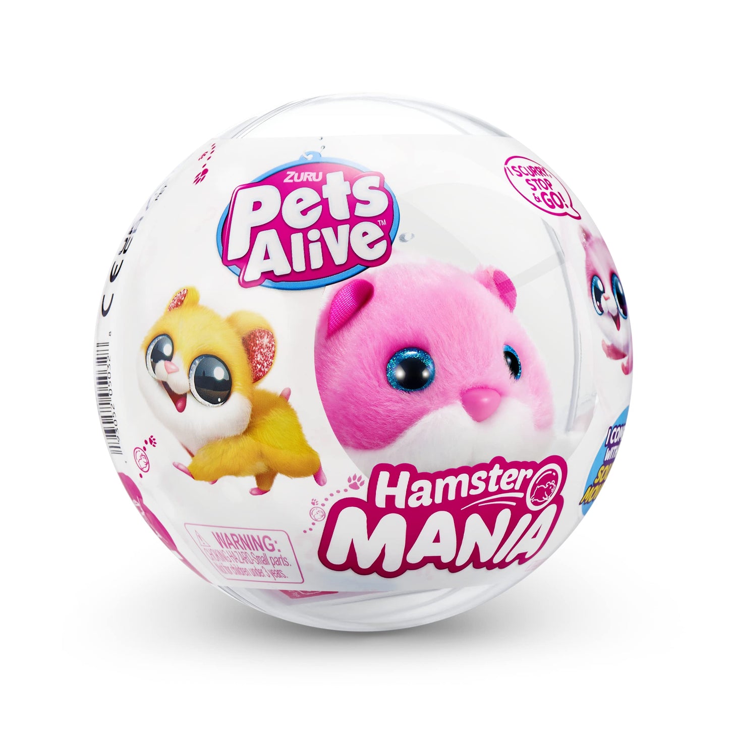 Pets Alive Hamstermania (Pink) by ZURU Hamster, Electronic Pet, 20+ Sounds Interactive, Hamster Ball Toy for Girls and Children