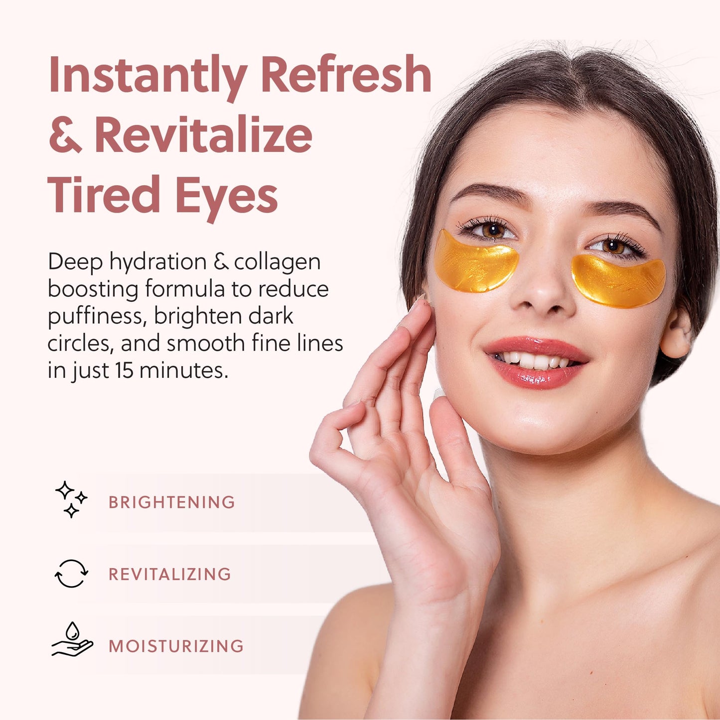 QUIA Hydrogel Eye Patches with Collagen – Depuff, Smooth Fine Lines & Hydrate in 15 Minutes – No-Slip, Soothing Formula – 20 Pairs for All Skin Types