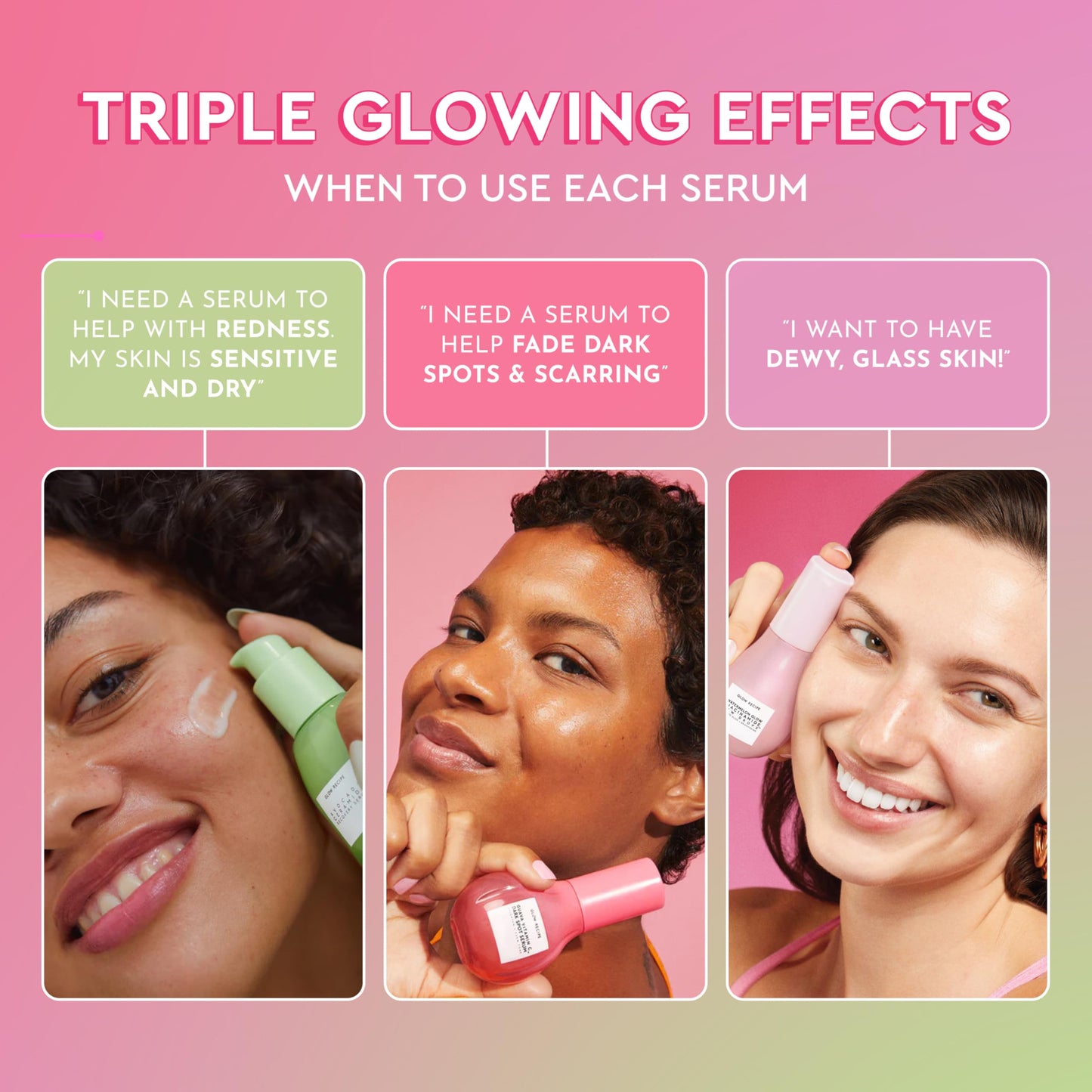 Glow Recipe Soothe, Glow & Bright 3-Piece Gift Set – Niacinamide Primer, Avocado Ceramide Serum & Guava Dark Spot Serum