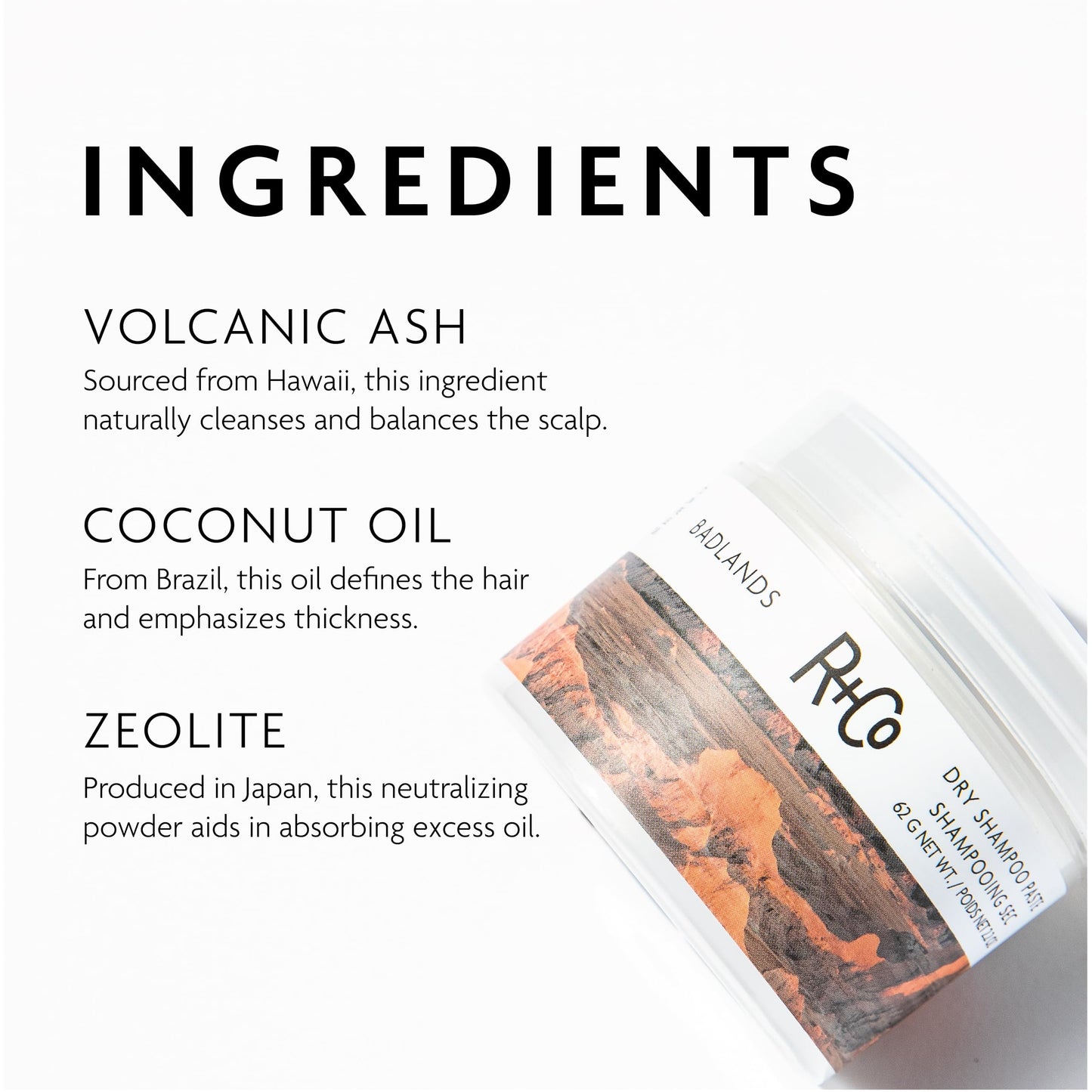 R+Co Badlands Dry Shampoo Paste | Part Dry Shampoo, Part Styling Paste | Adds Texture, Absorbs Oil, Matte Finish | 2.2 oz