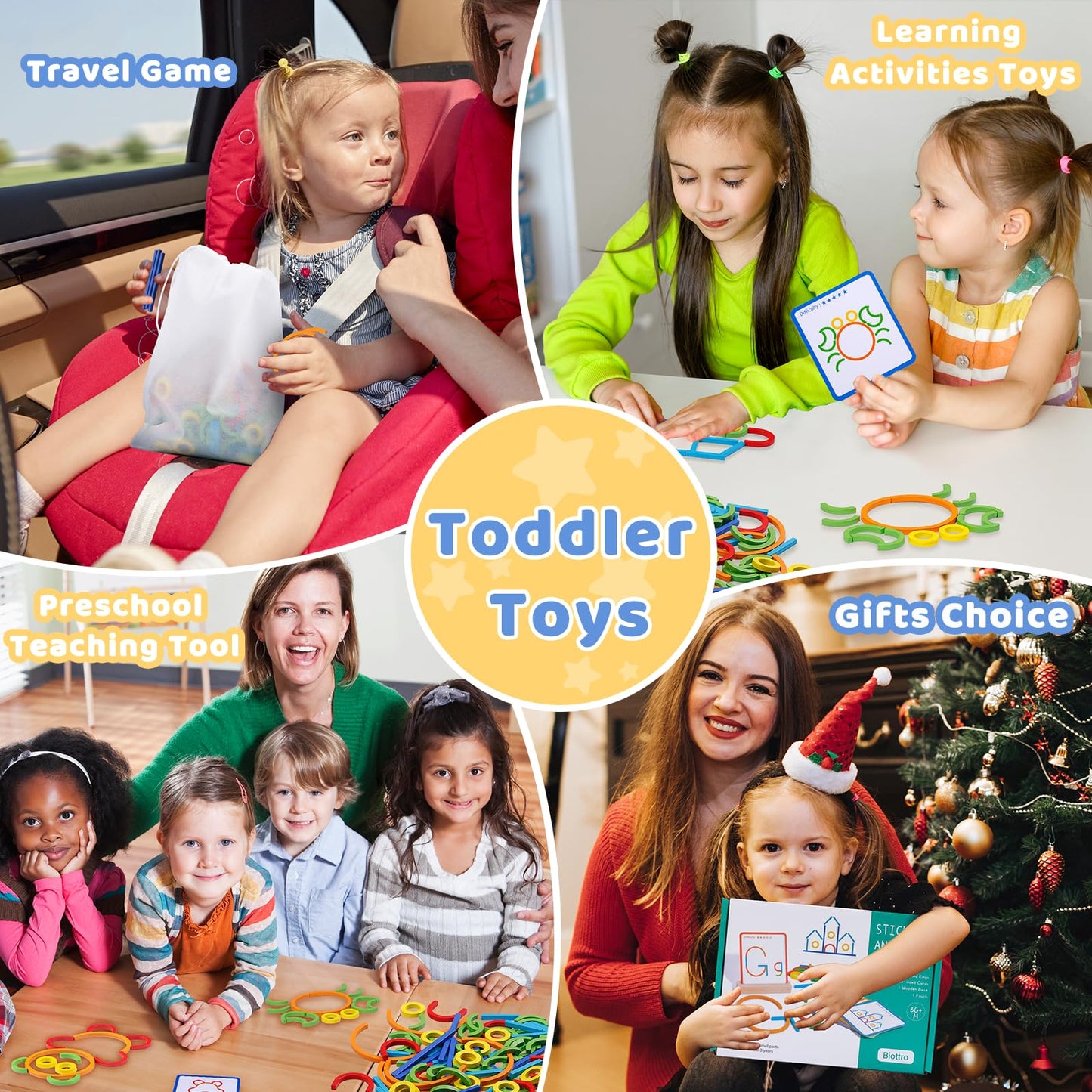 142pcs Wooden Pattern Blocks & Tangram Puzzle Set ā STEM Brain Teaser, Montessori Activity Toy for Kids Ages 3-5, Gift for Boys & Girls