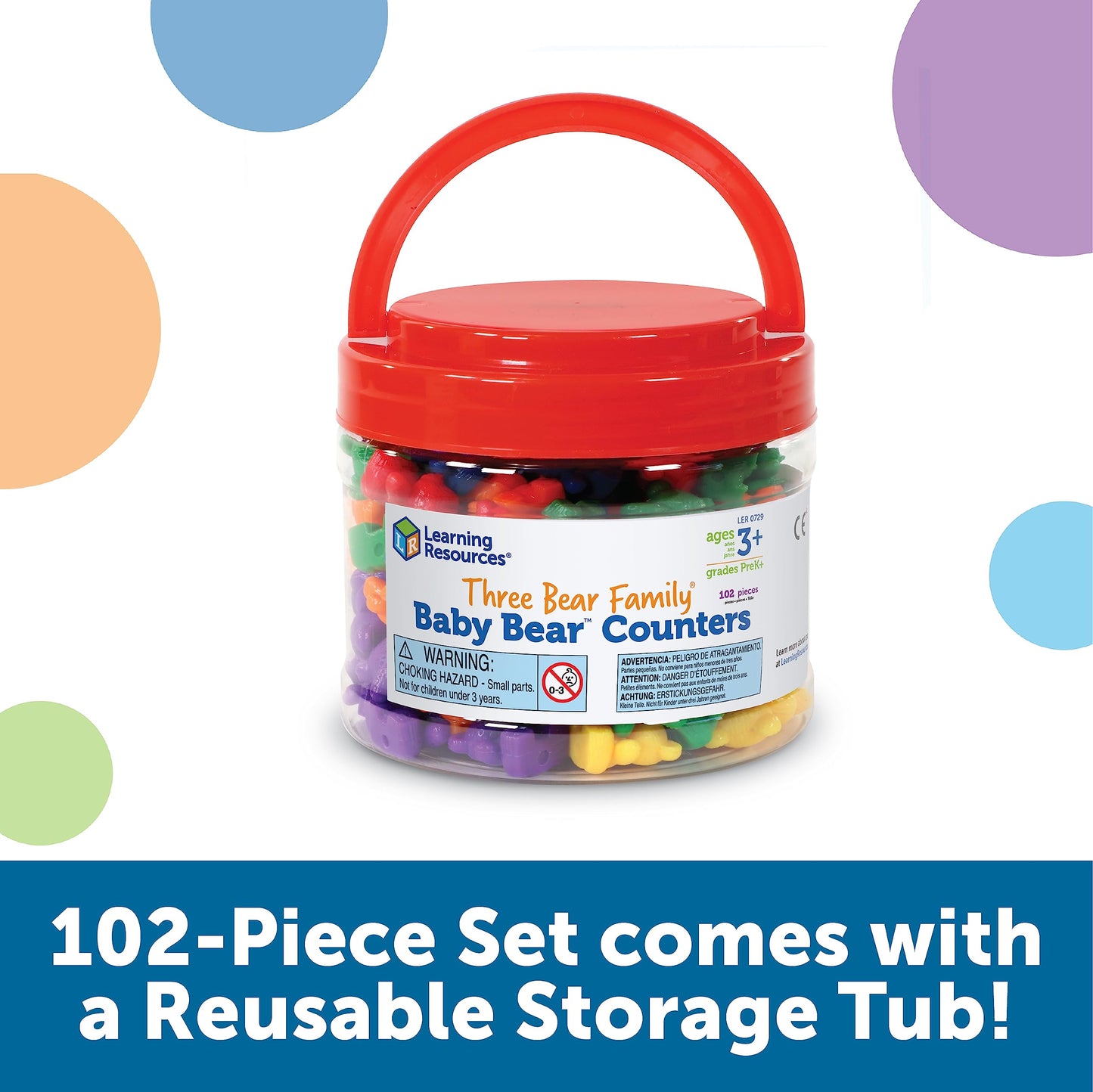 Learning Resources Baby Bear Counters - 102 Pc Counting Set for Kids Ages 3+ | Toddler Math Manipulatives & Sorting Toys for Preschool Learning