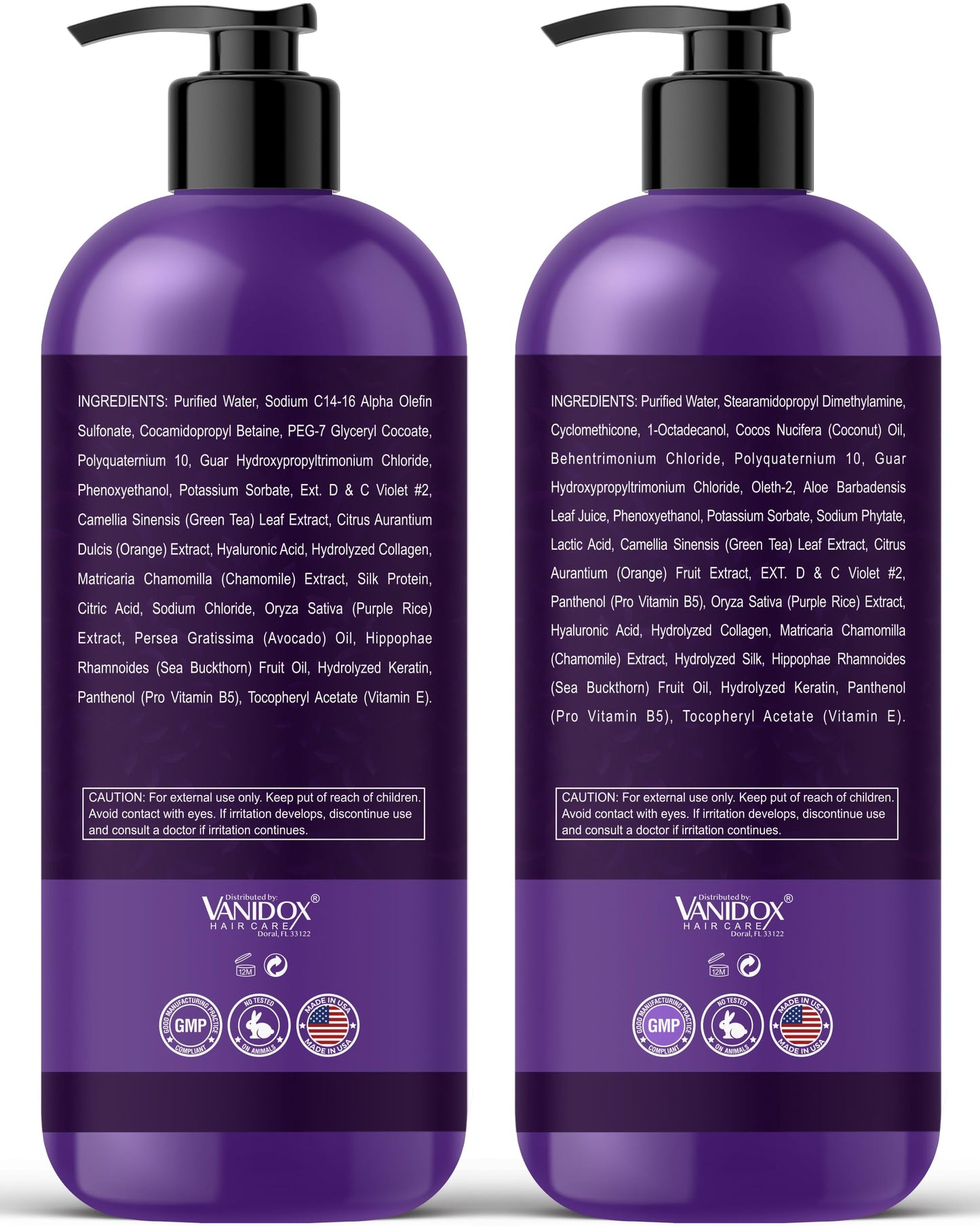 VANIDOX Purple Shampoo & Conditioner Set for Gray & Silver Hair, Sulfate-Free, Moisturizing, Color-Safe, Boosts Shine & Brightness, 16 fl oz Each