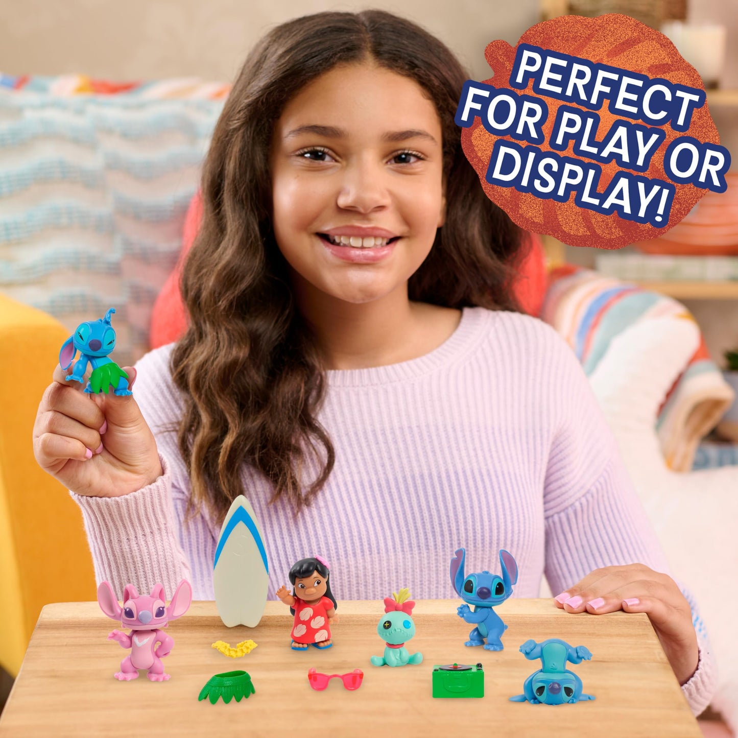 Just Play Disney Stitch 11-Piece Collectible Figure Set with Accessories, 2-inch Figurines for Kids & Home Decoration, Ages 3+