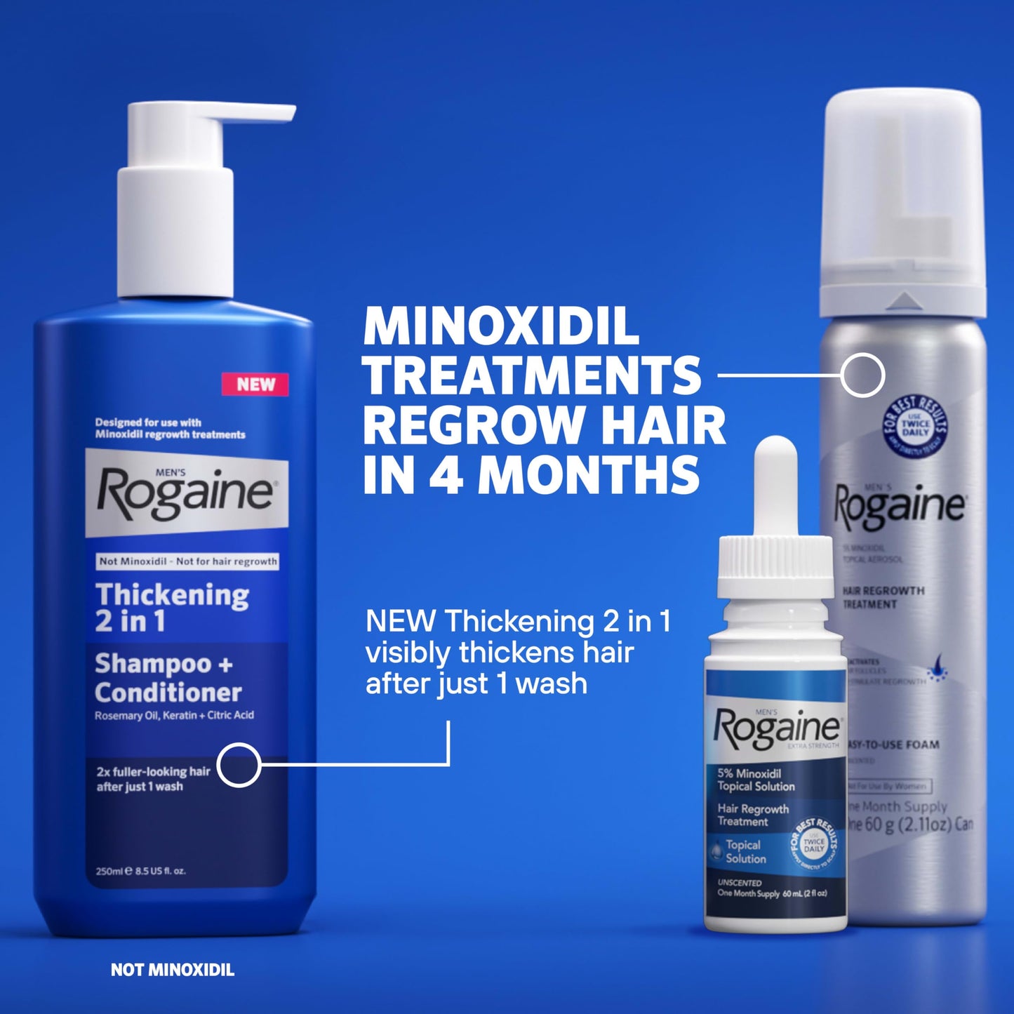 Men’s Rogaine 5% Minoxidil Foam for Thinning Hair – Clinically Proven Hair Regrowth Treatment, Unscented, 3-Month Supply (3 x 2.11 oz)